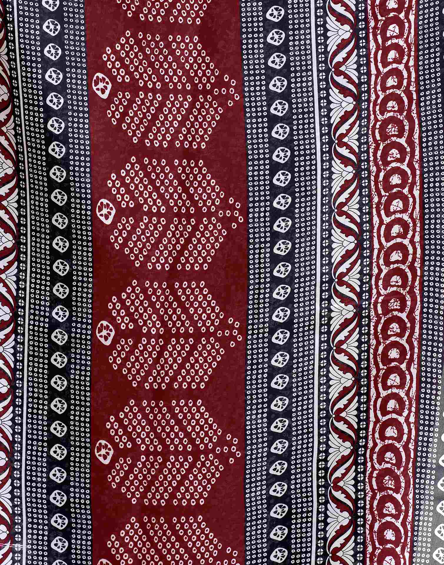 Maroon Printed Cotton Blend Saree