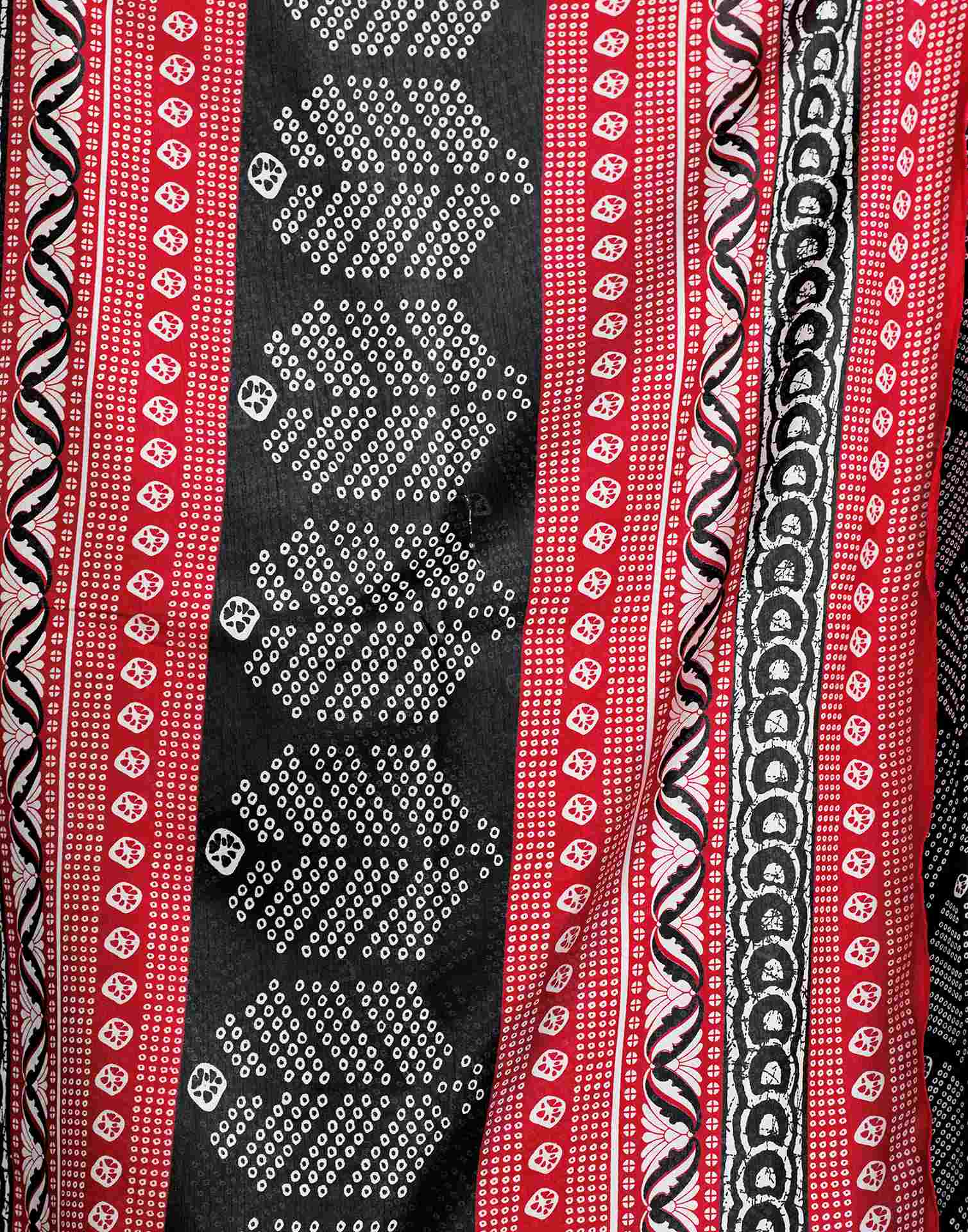 Black Bandhani Printed Cotton Blend Saree
