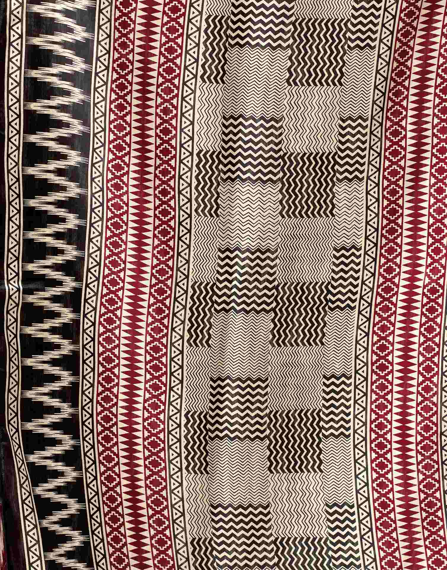 Maroon Printed Cotton Blend Saree