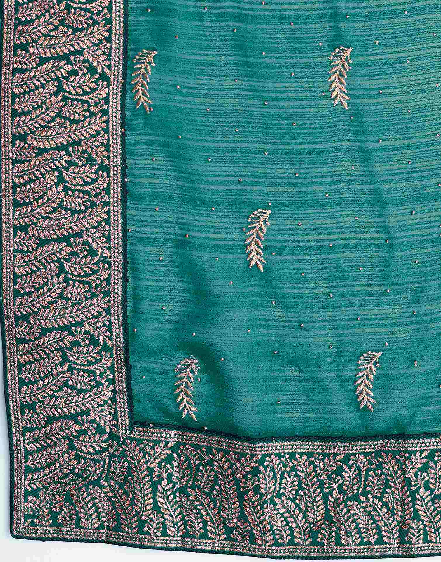 Rama Green Embroidery Georgette Saree