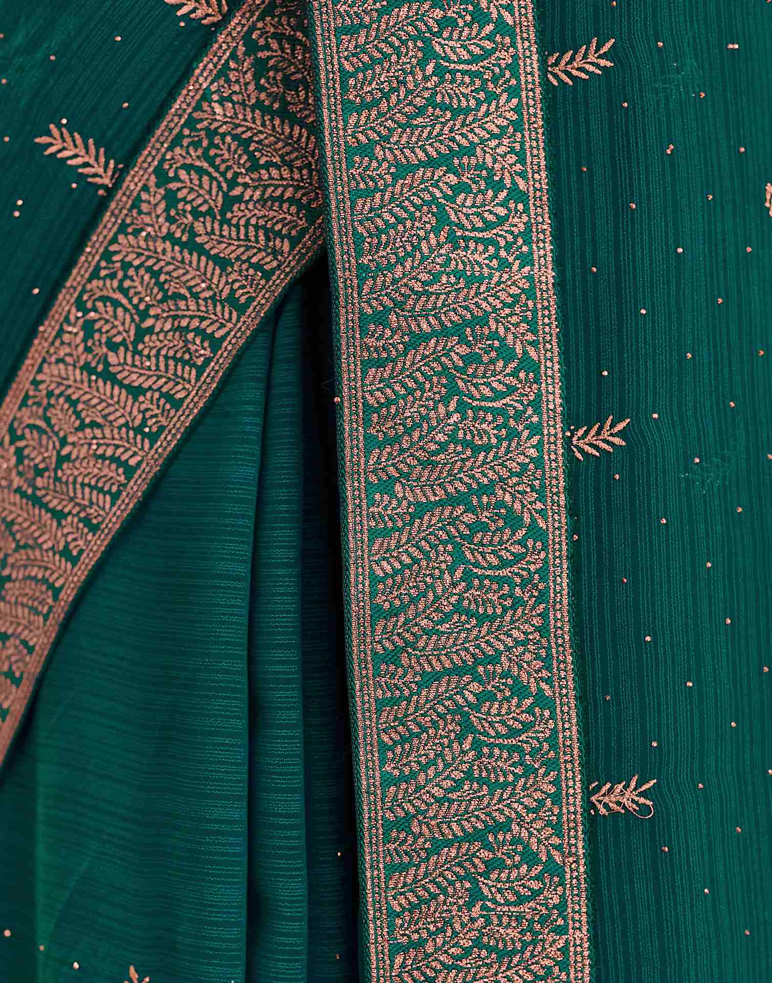 Rama Green Embroidery Georgette Saree
