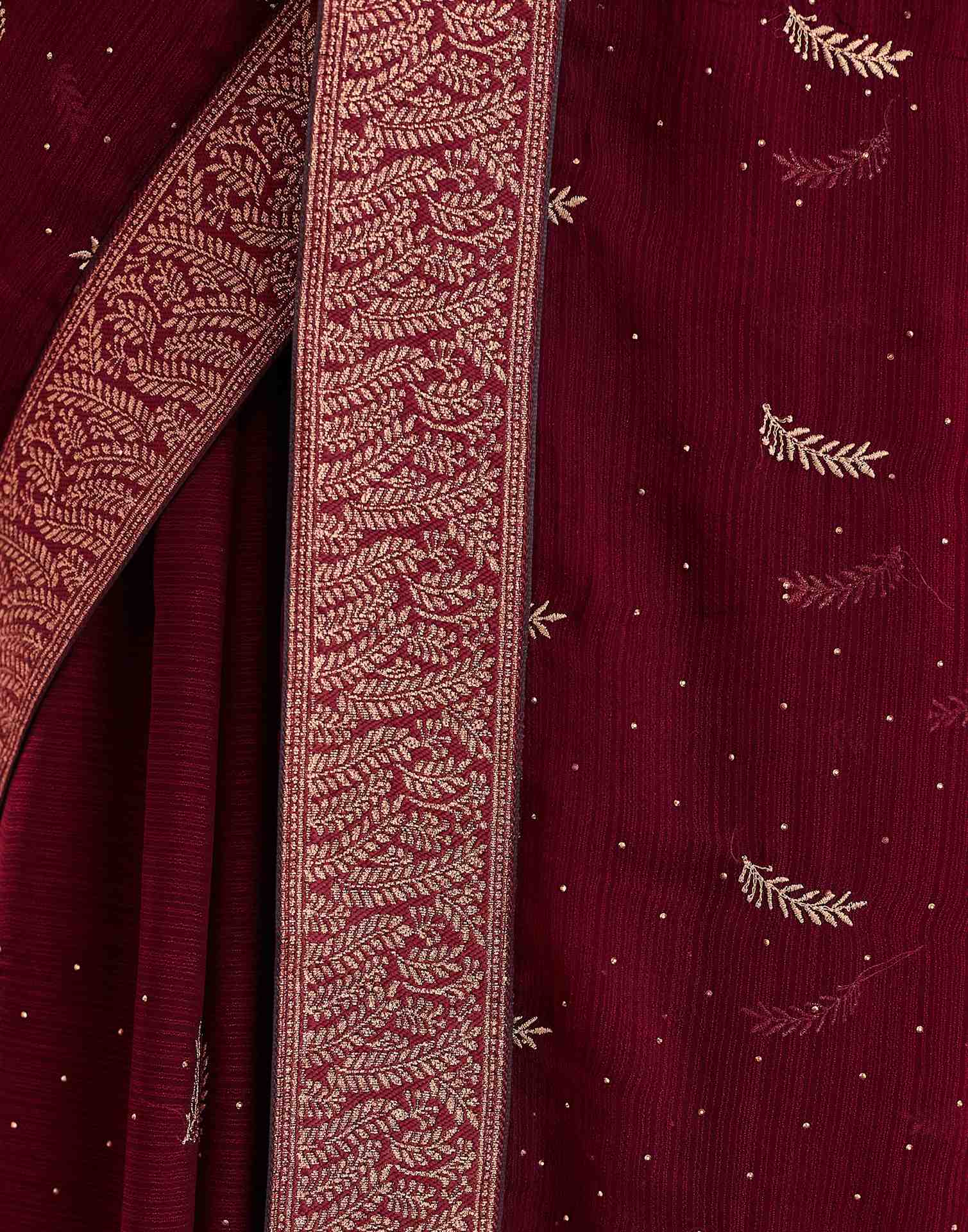Maroon Embroidery Georgette Saree