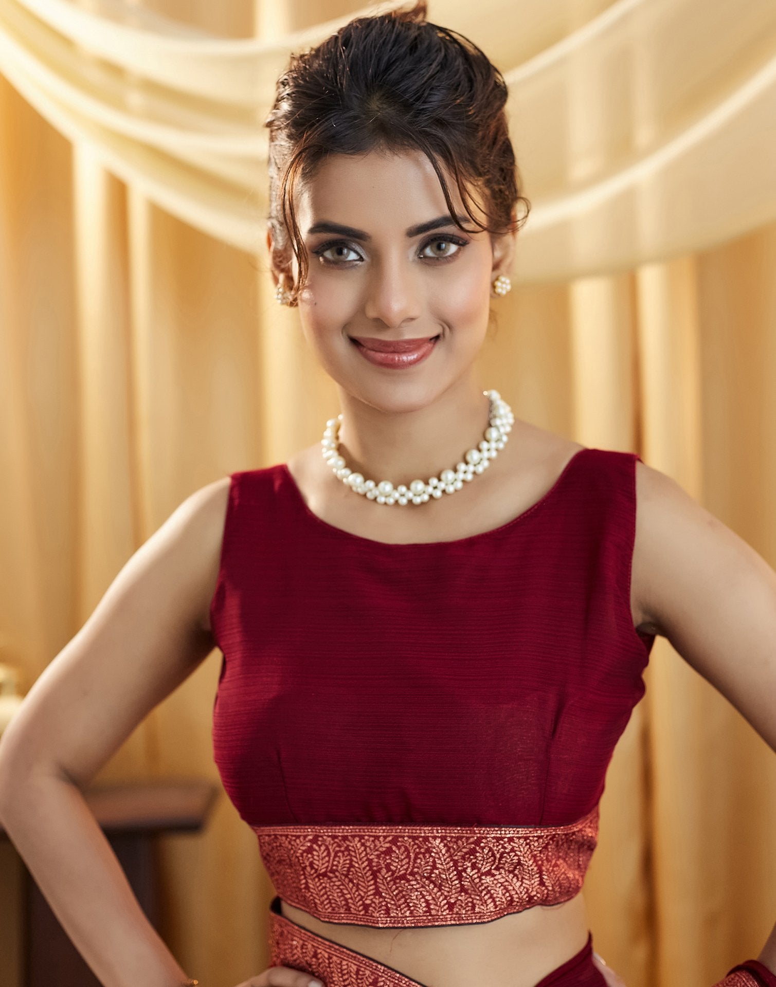Maroon Embroidery Georgette Saree