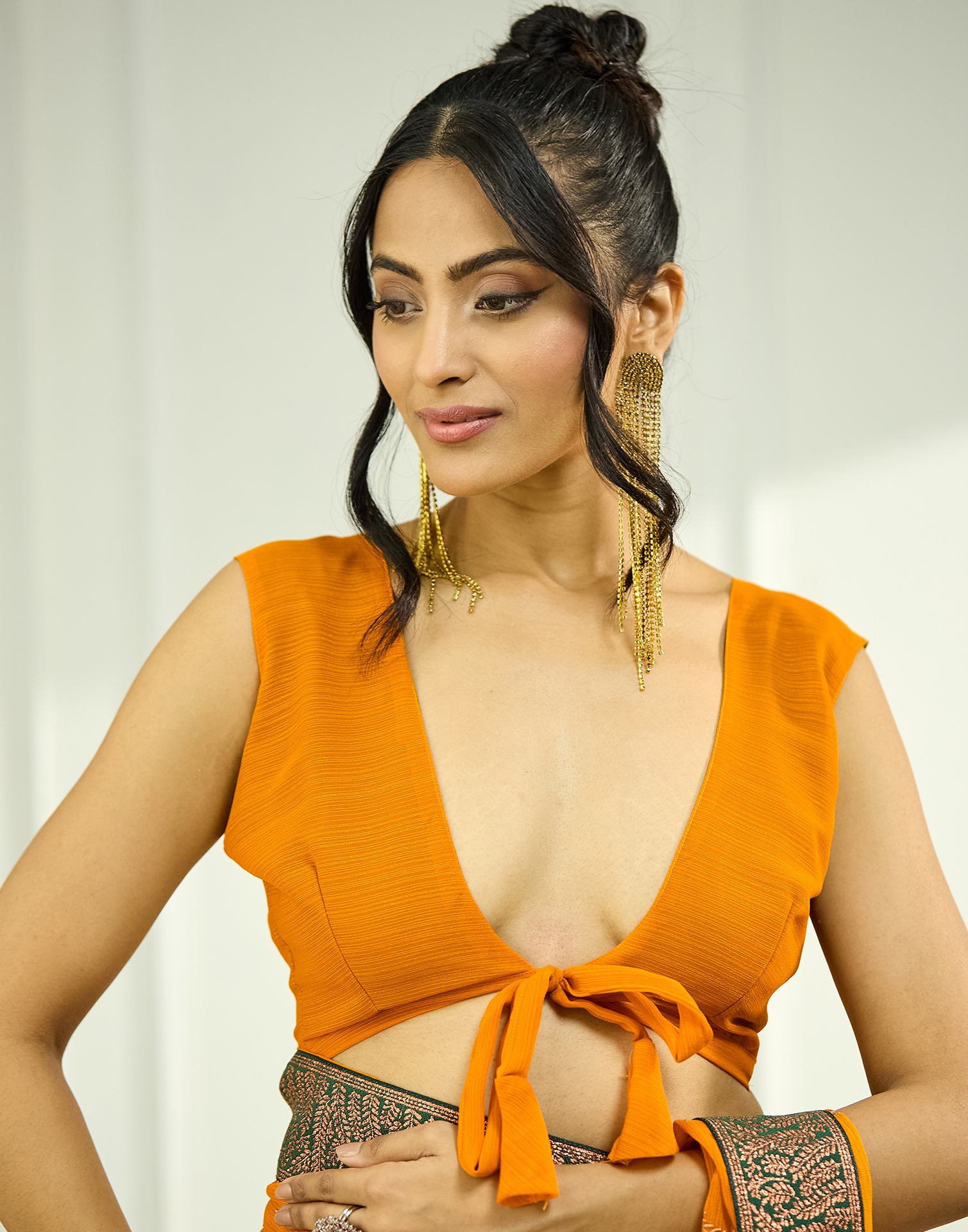 Turmeric Yellow Embroidery Georgette Saree