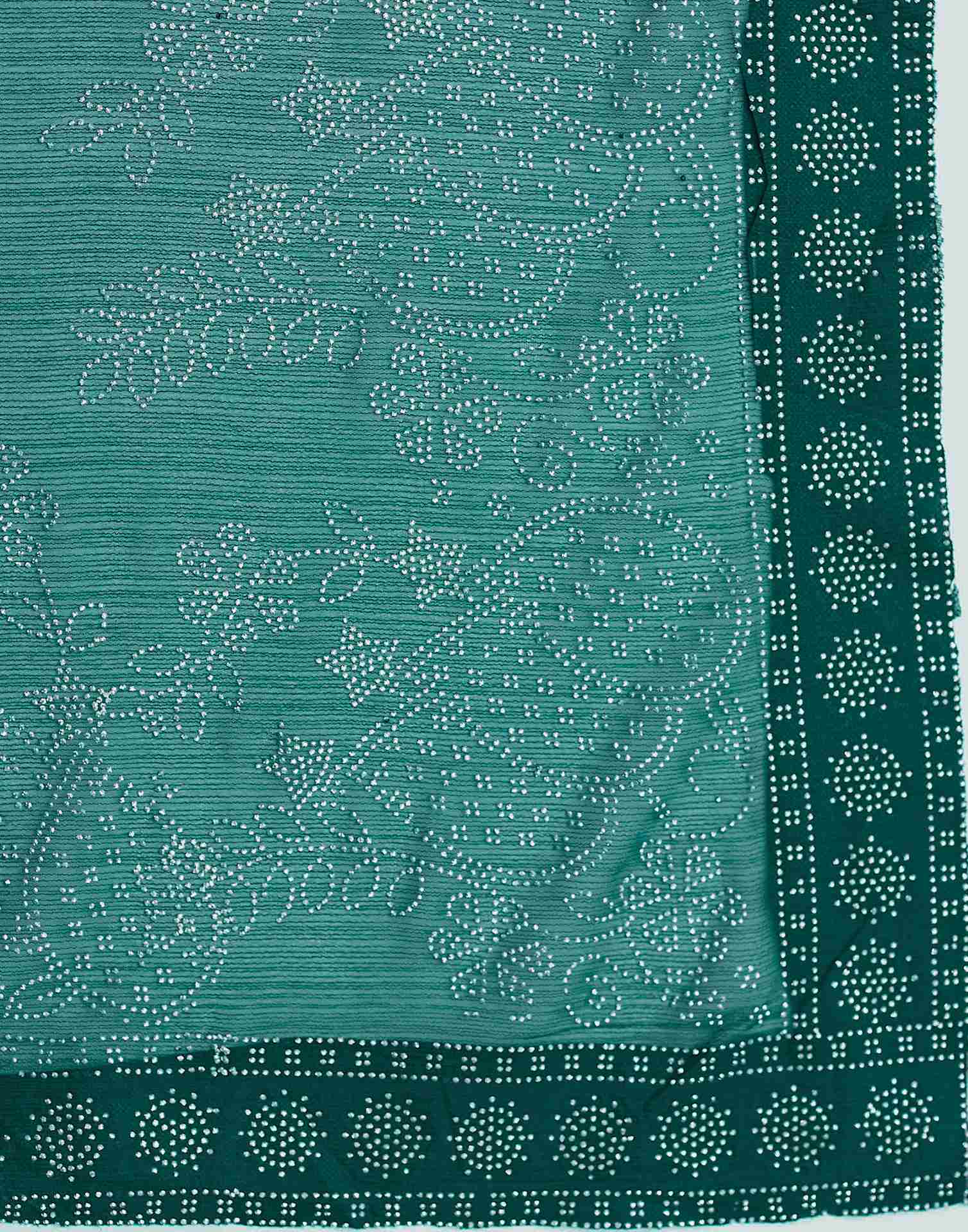 Dark Green Stone Work Georgette Saree