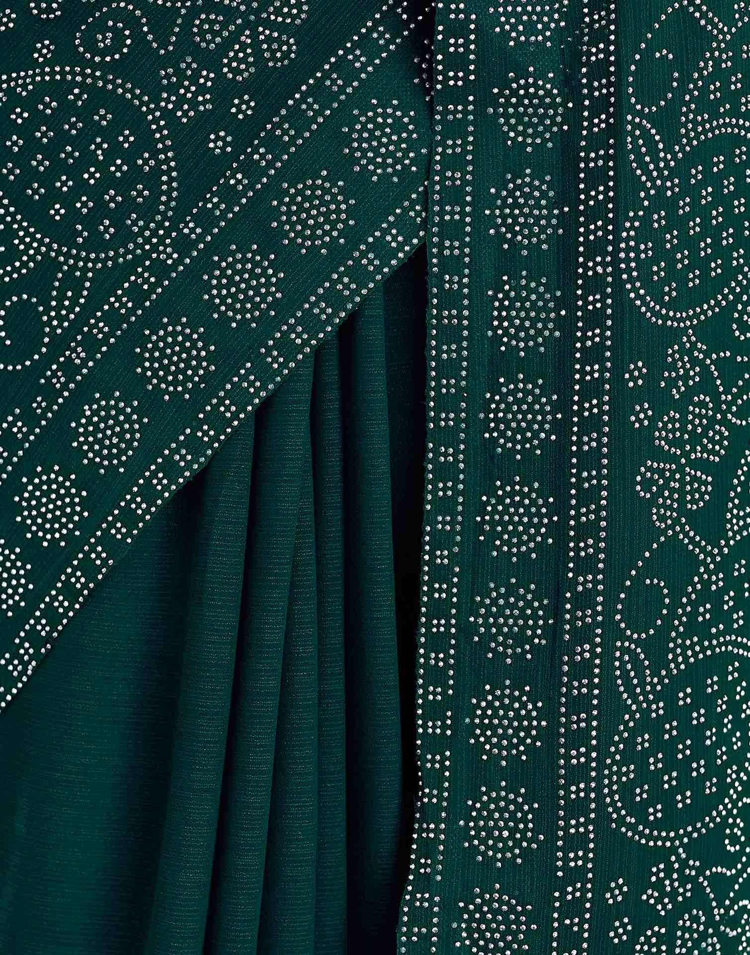 Dark Green Stone Work Georgette Saree