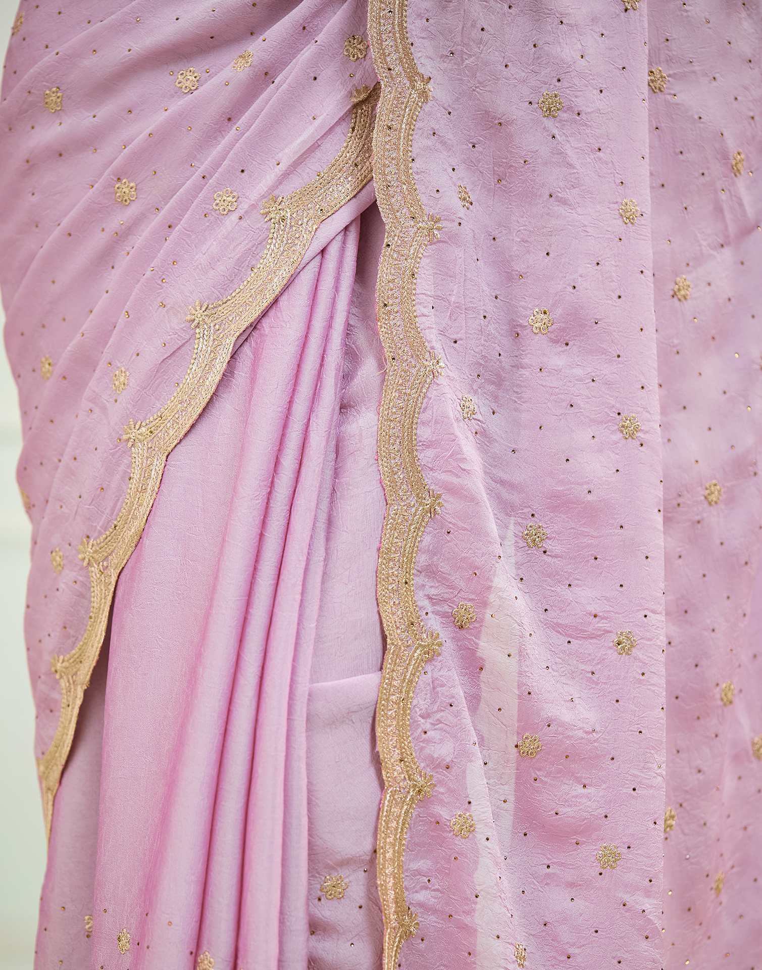 Light Pink Embroidery Silk Saree