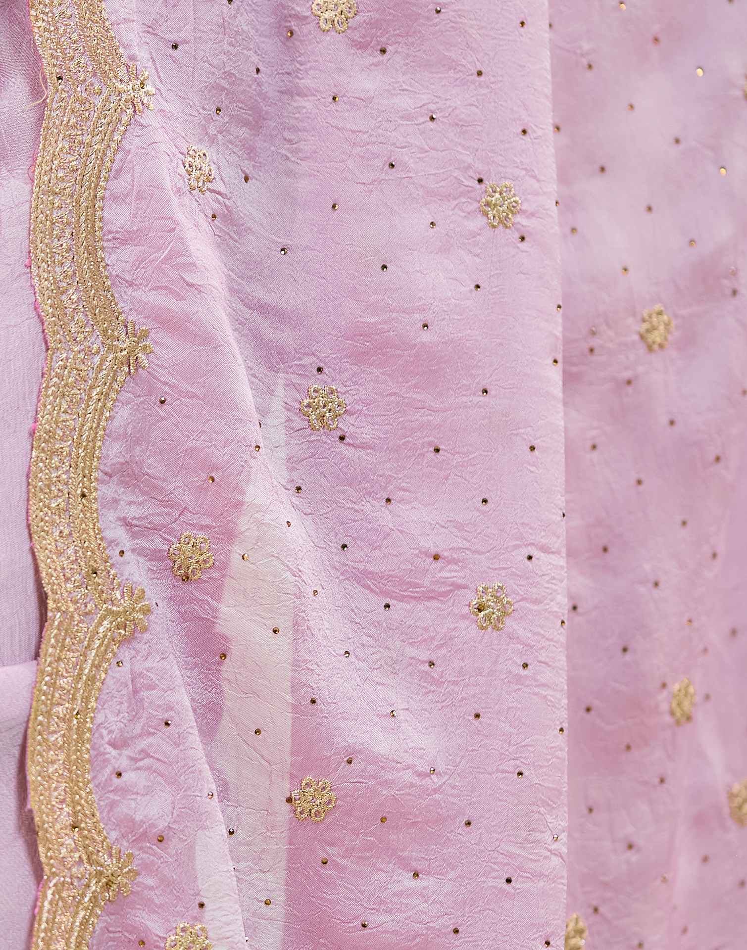 Light Pink Embroidery Silk Saree