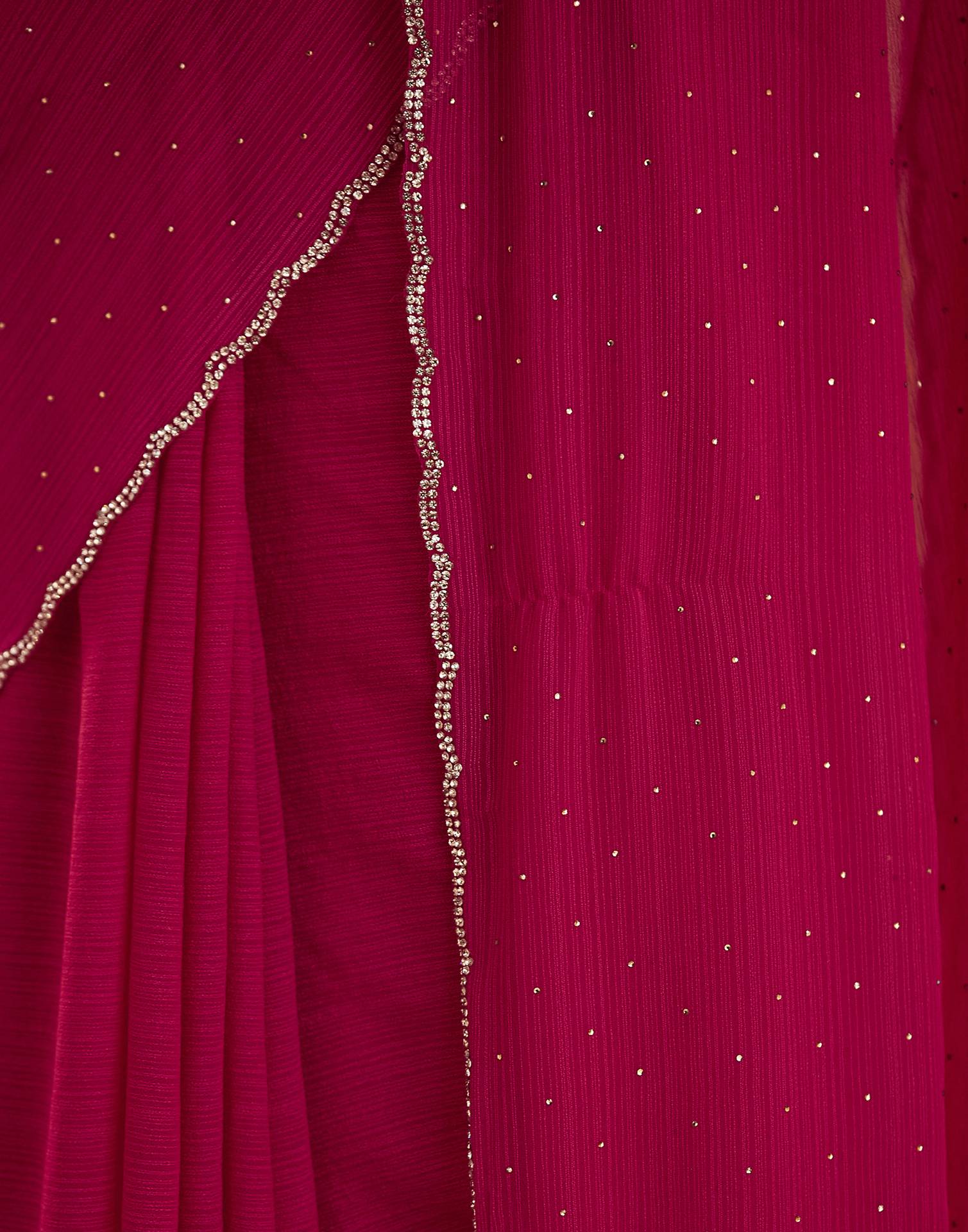Dark Pink Stone Work Georgette Saree