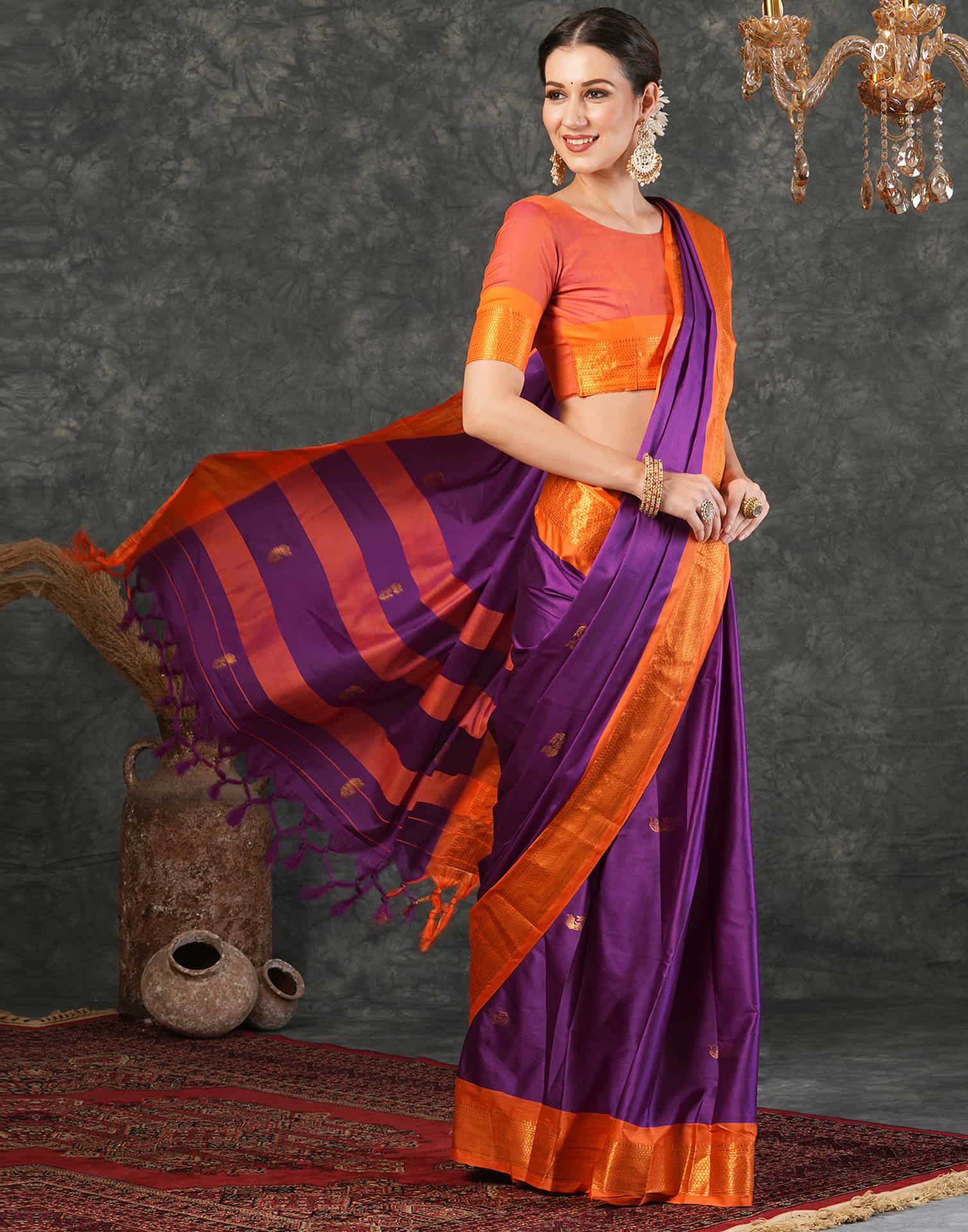 Purple Silk Woven Kanjivaram Saree