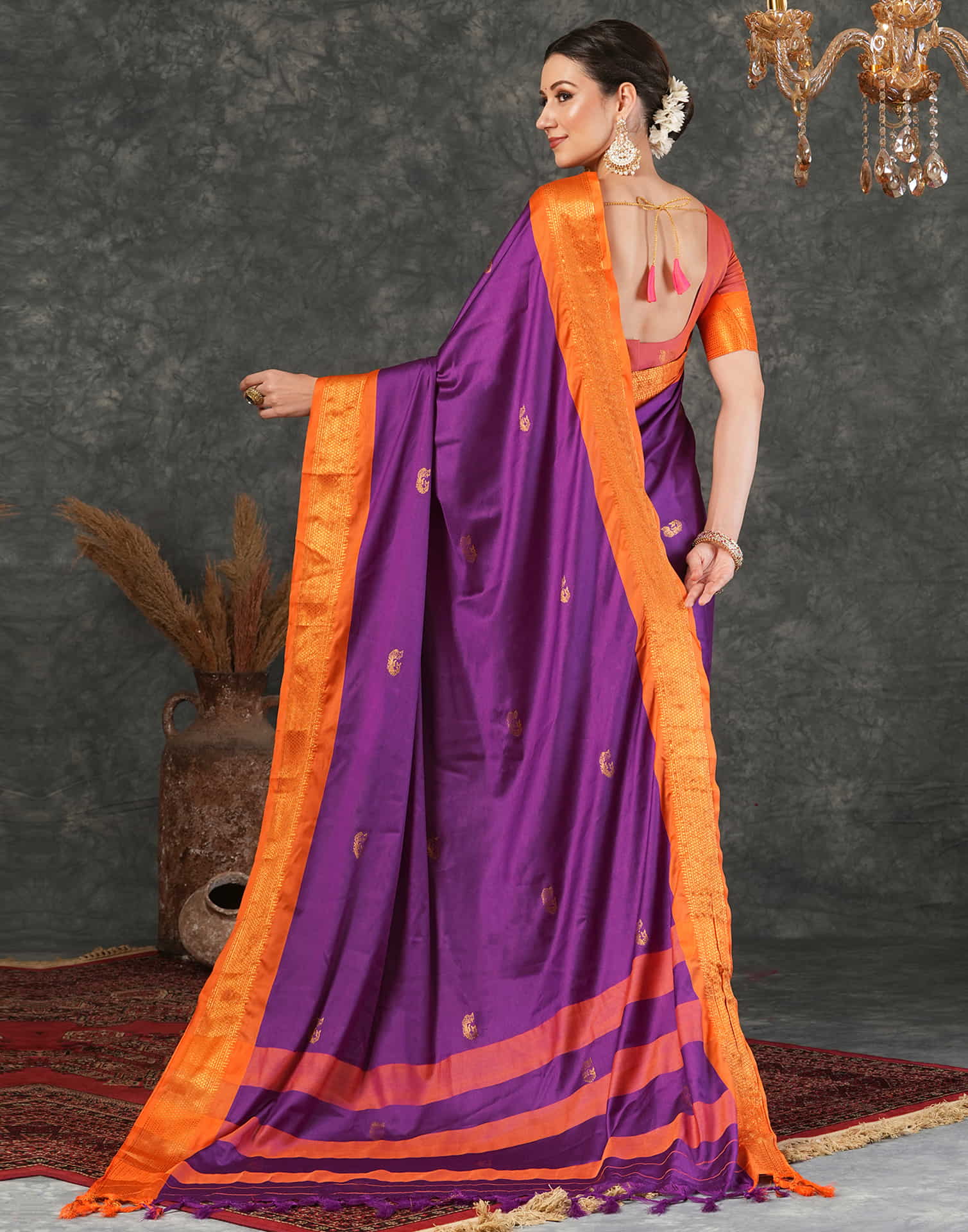 Purple Silk Woven Kanjivaram Saree