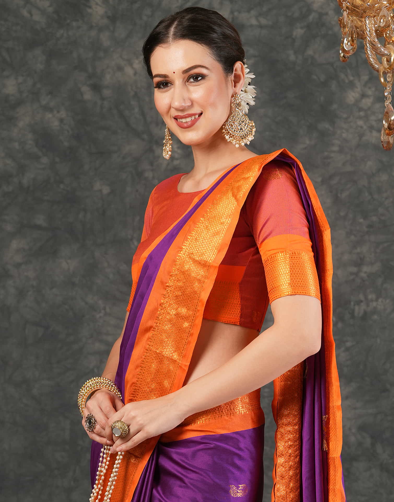 Purple Silk Woven Kanjivaram Saree