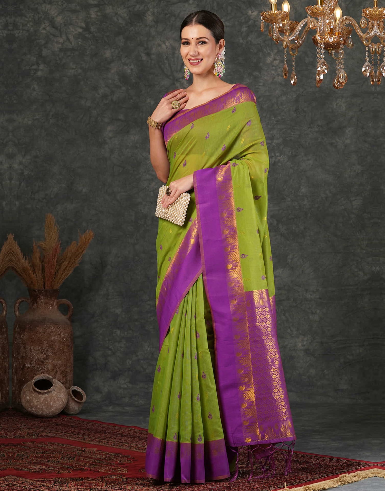 Green Silk Woven Kanjivaram Saree