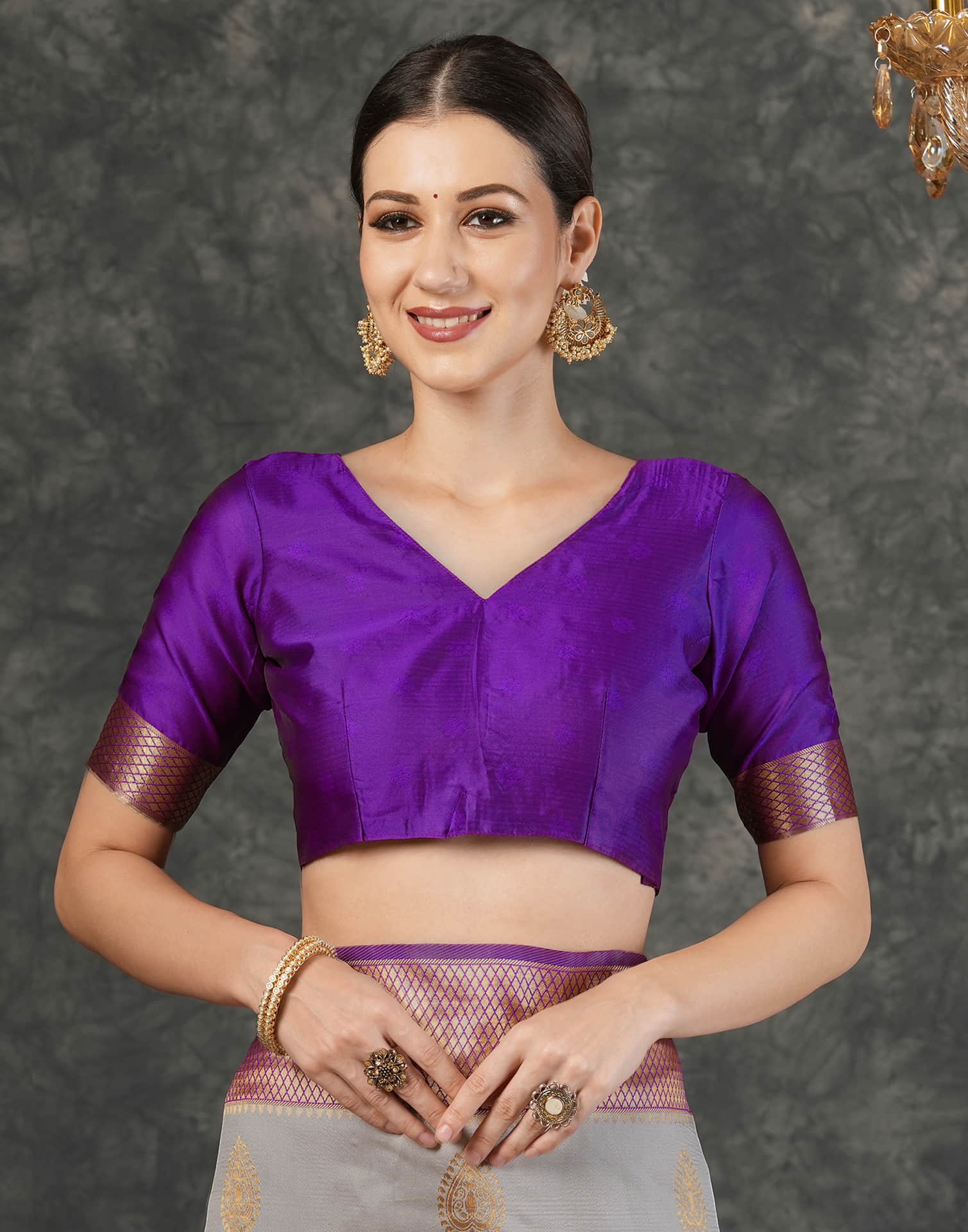 Grey Silk Woven Banarasi Saree