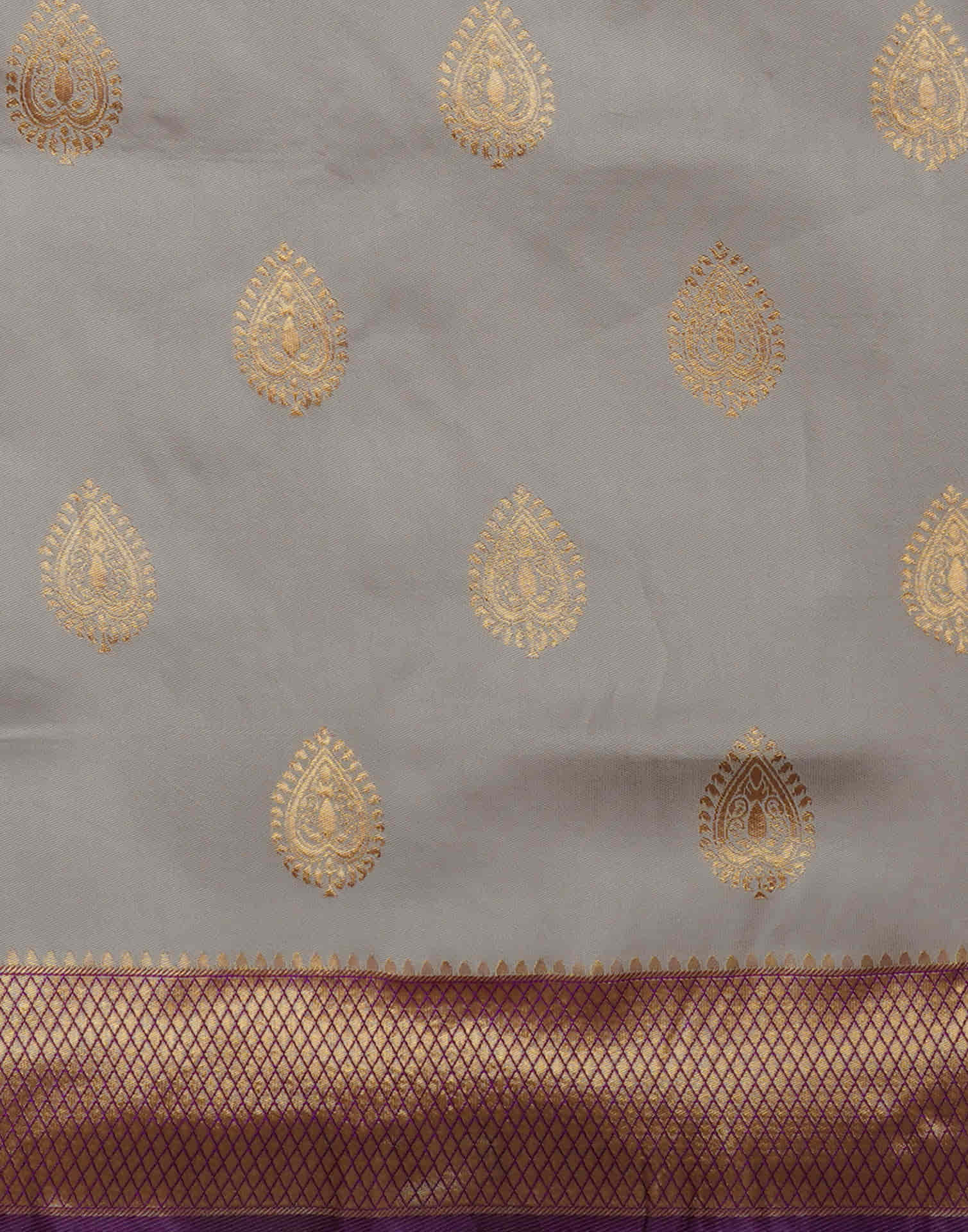 Grey Silk Woven Banarasi Saree