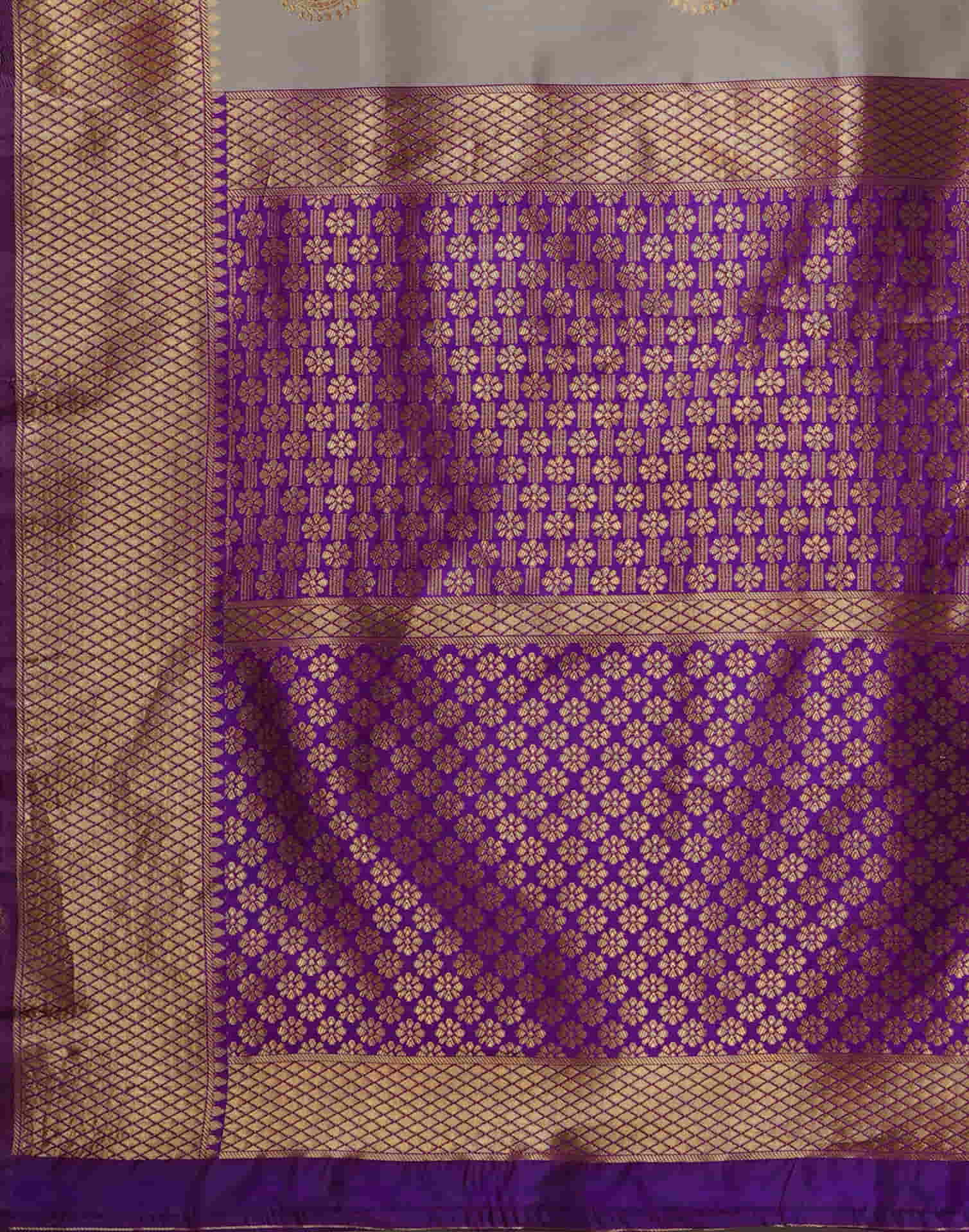 Grey Silk Woven Banarasi Saree