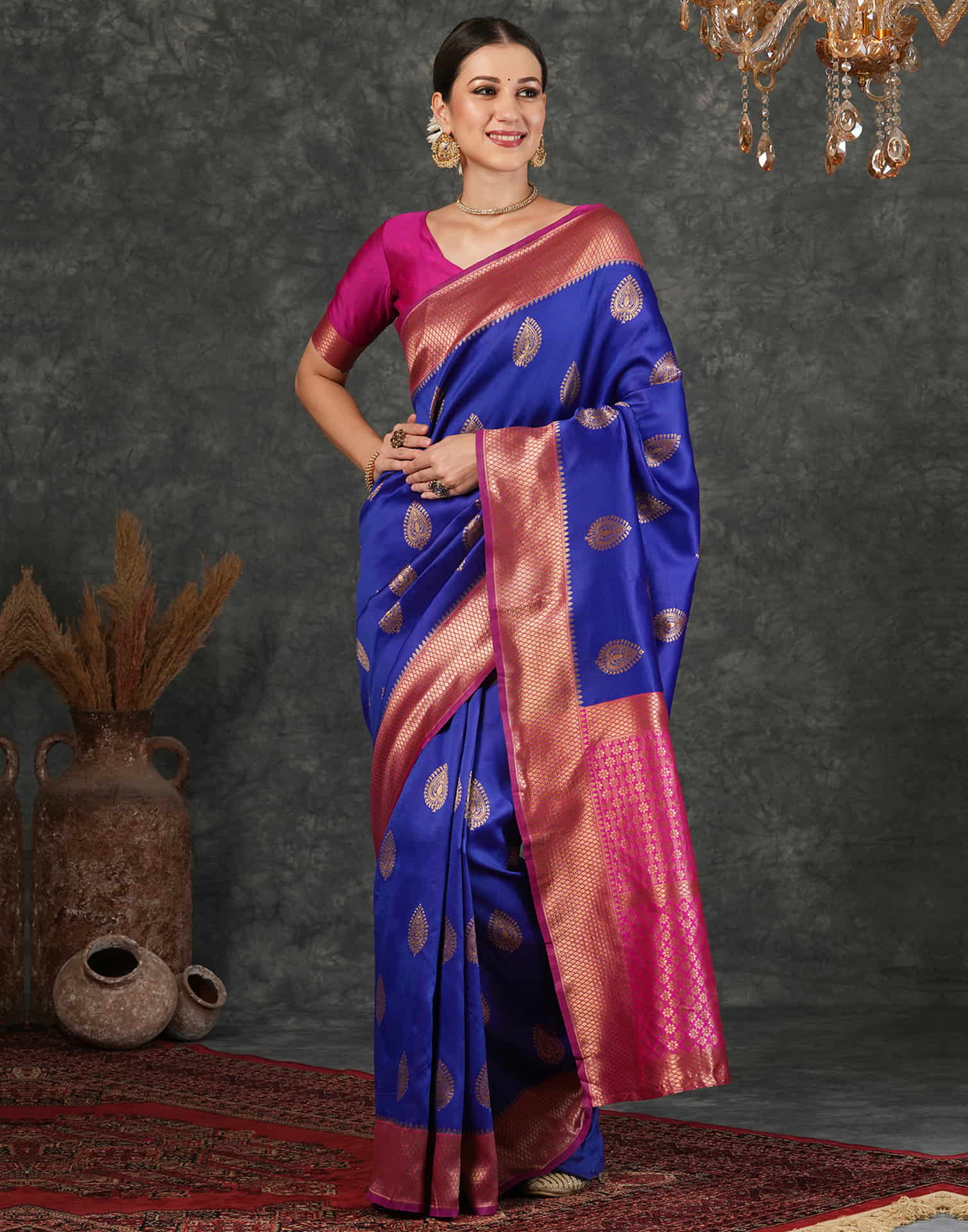 Blue Silk Woven Banarasi Saree