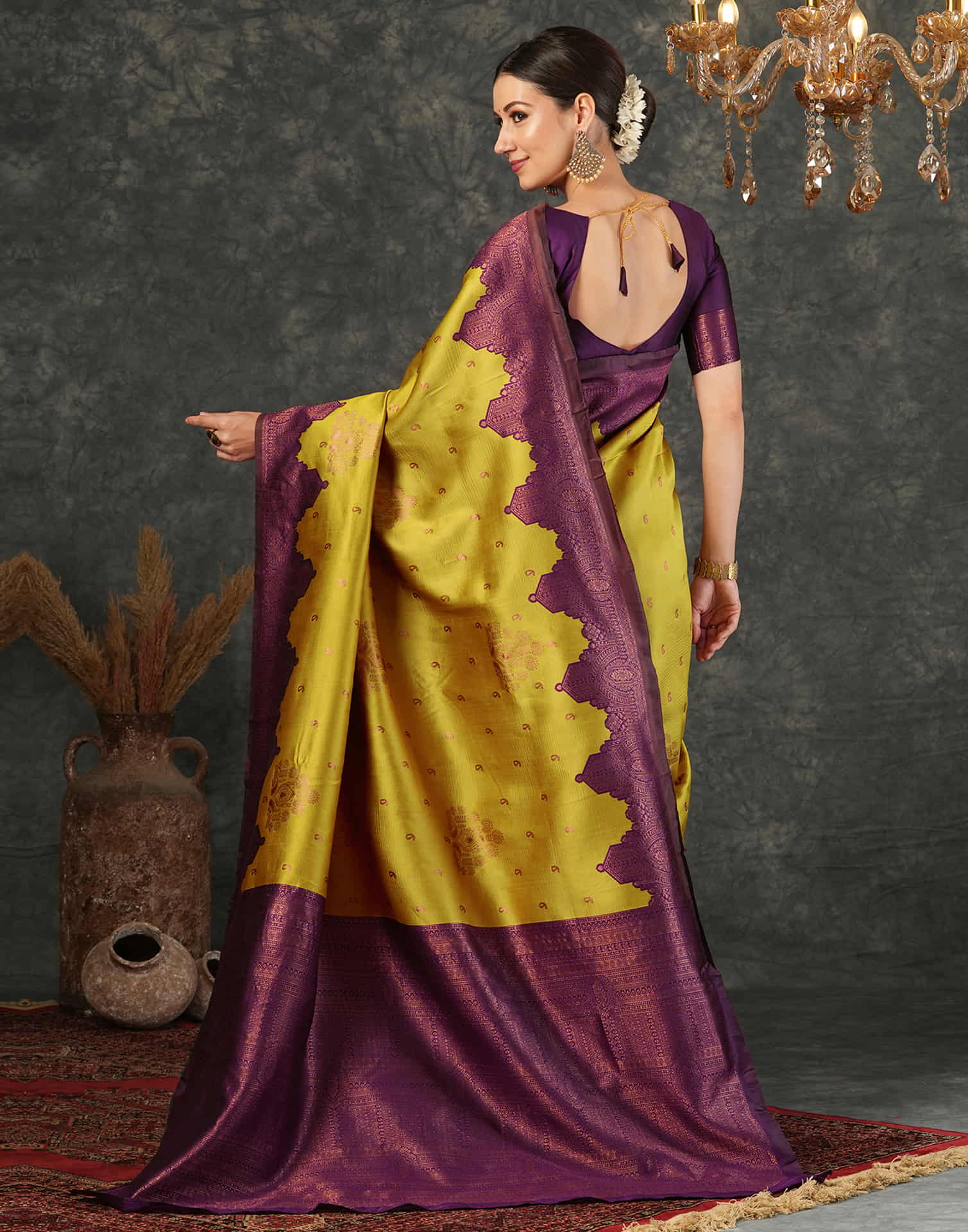 Yellow Silk Woven Banarasi Saree