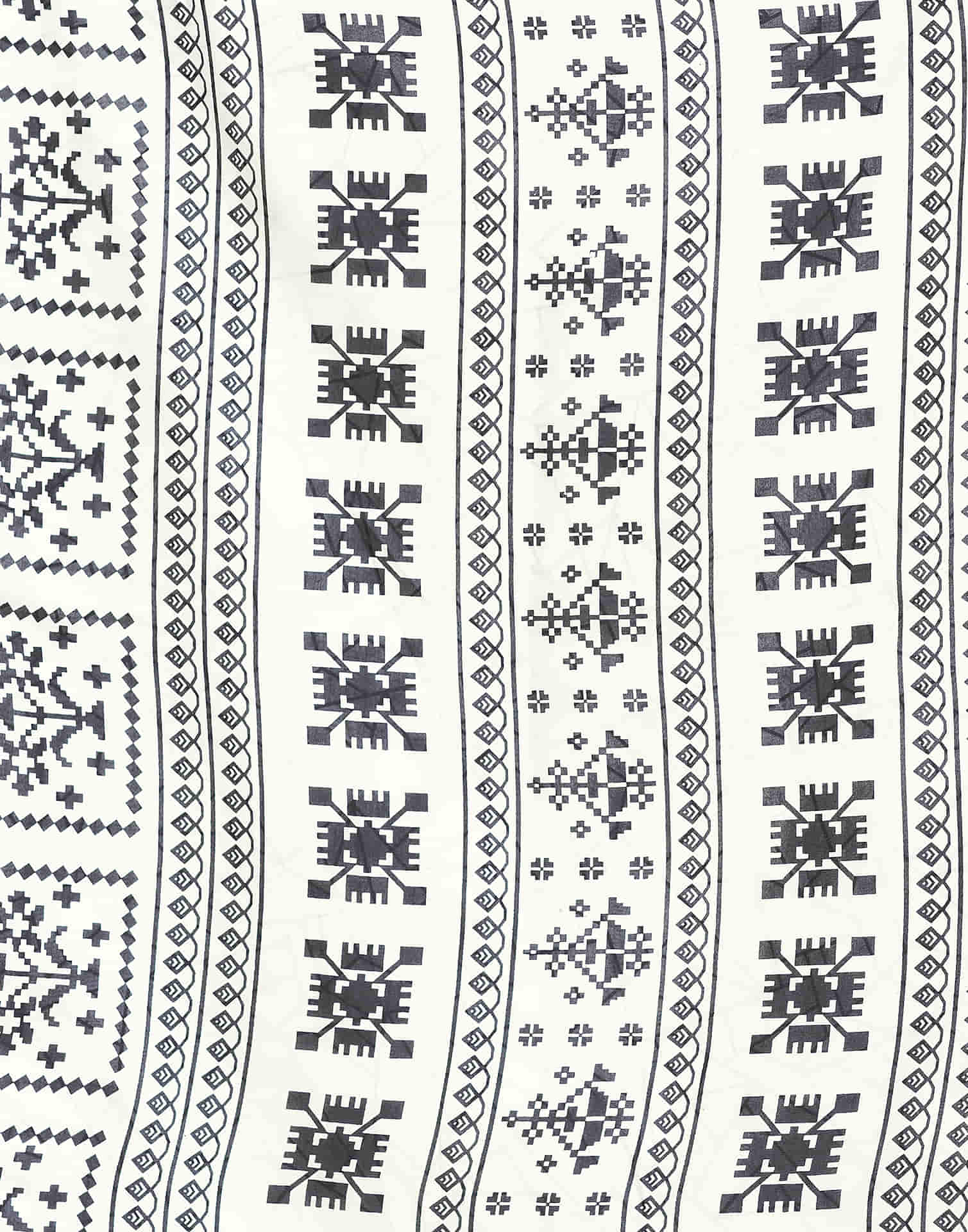 White Cotton Blend Printed Saree