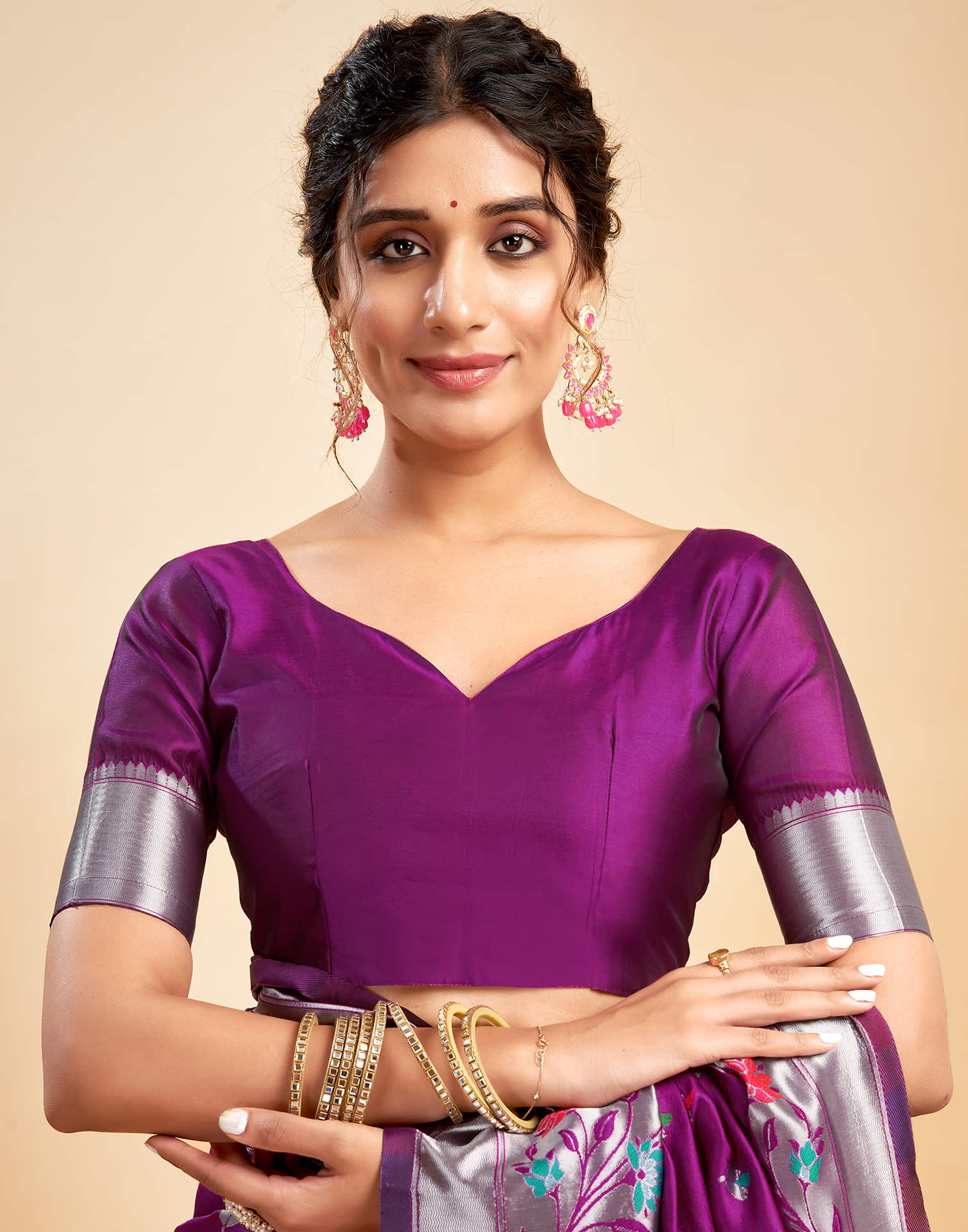 Purple Silk Woven Paithani Saree