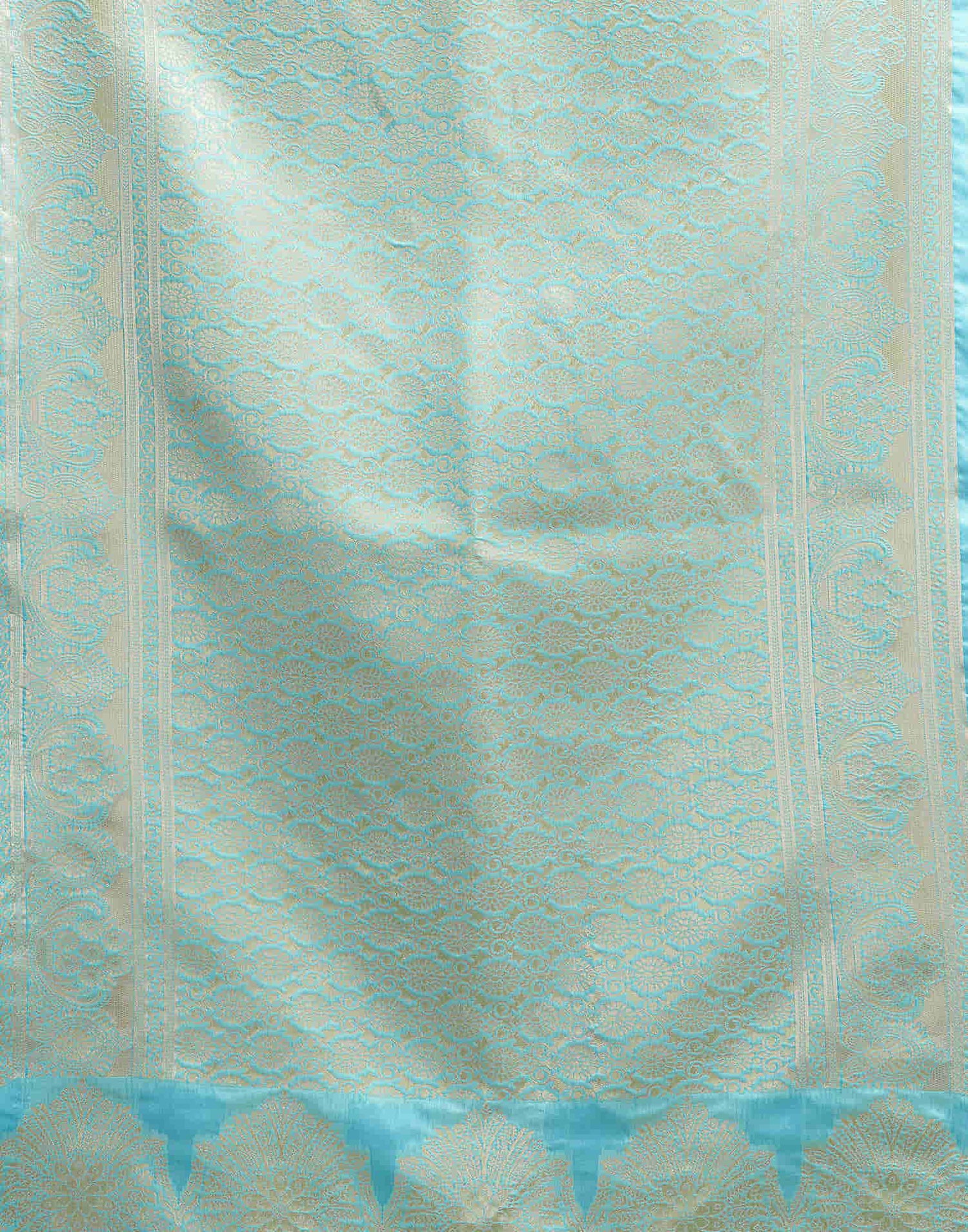 Blue Silk Blend Woven Banarasi Saree