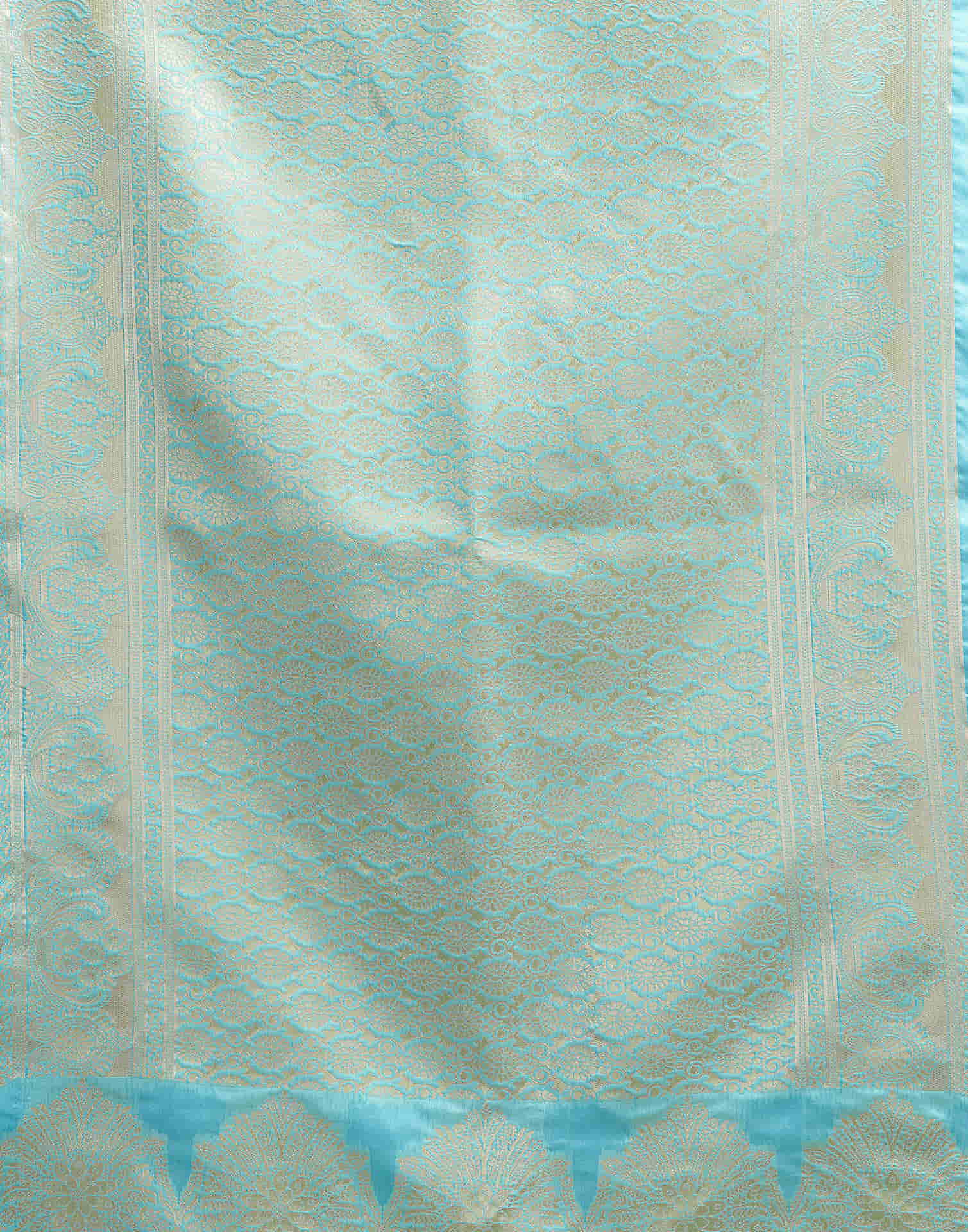 Blue Silk Blend Woven Banarasi Saree