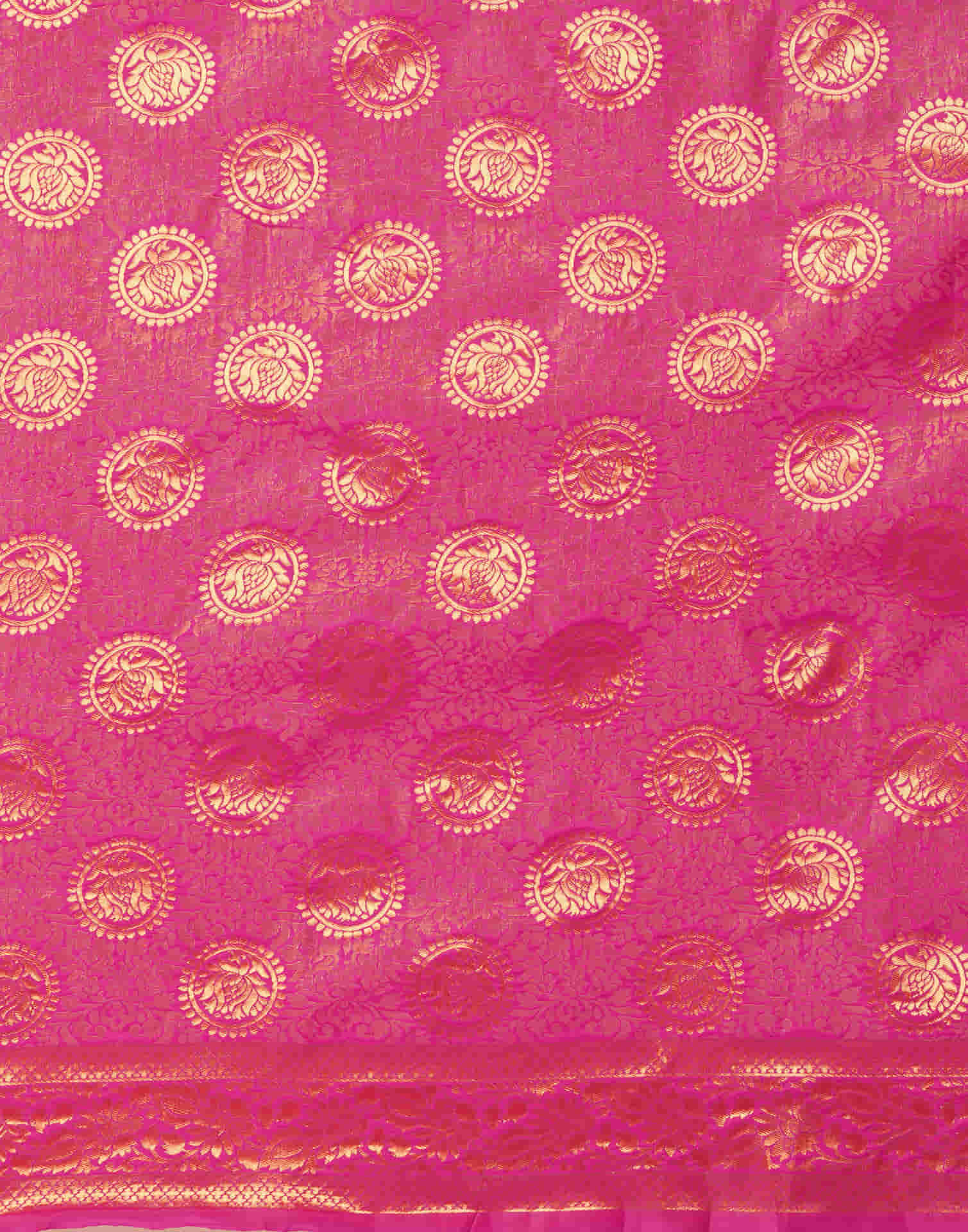 Magenta Silk Blend Woven Banarasi Saree