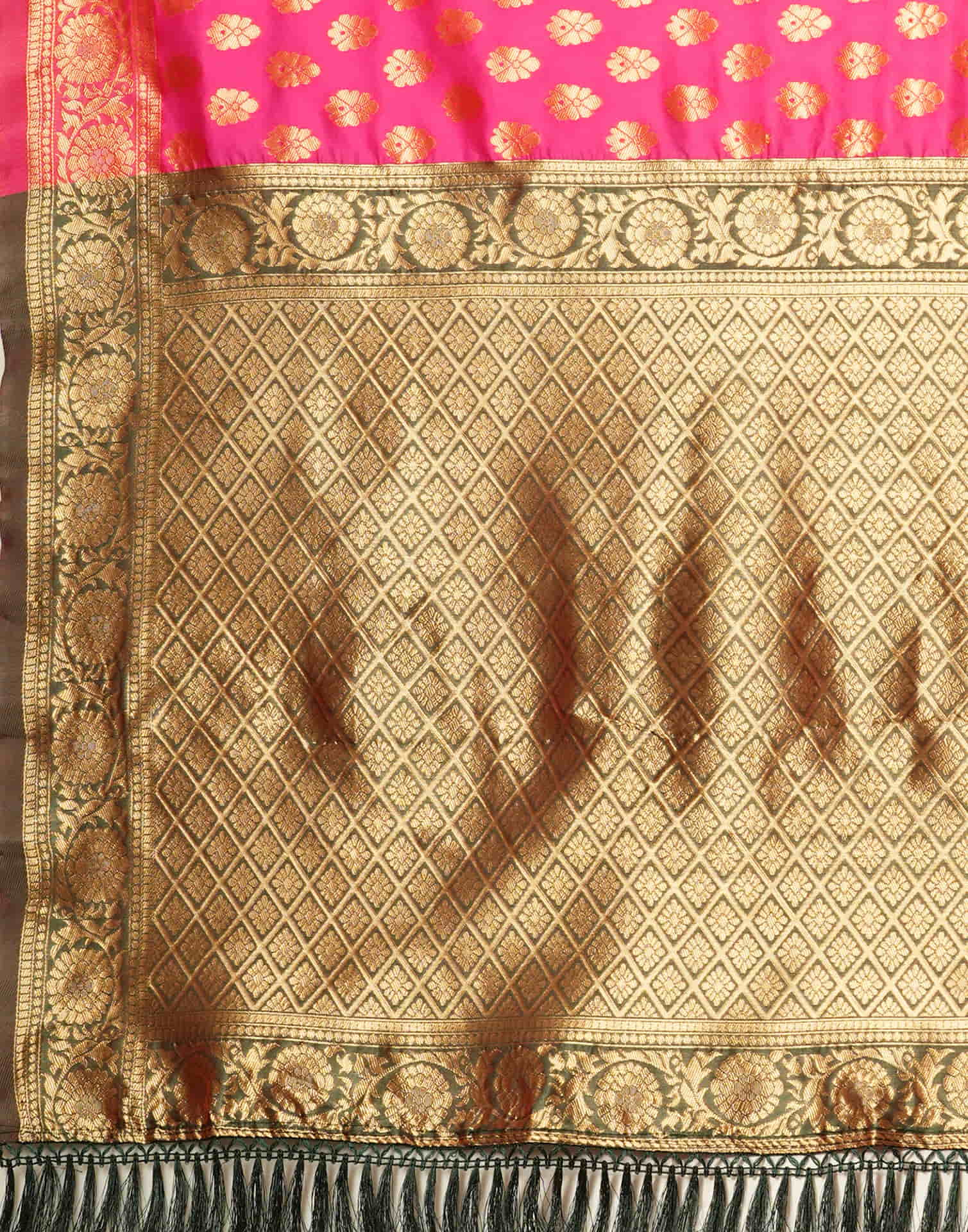 Pink Silk Blend Woven Banarasi Saree
