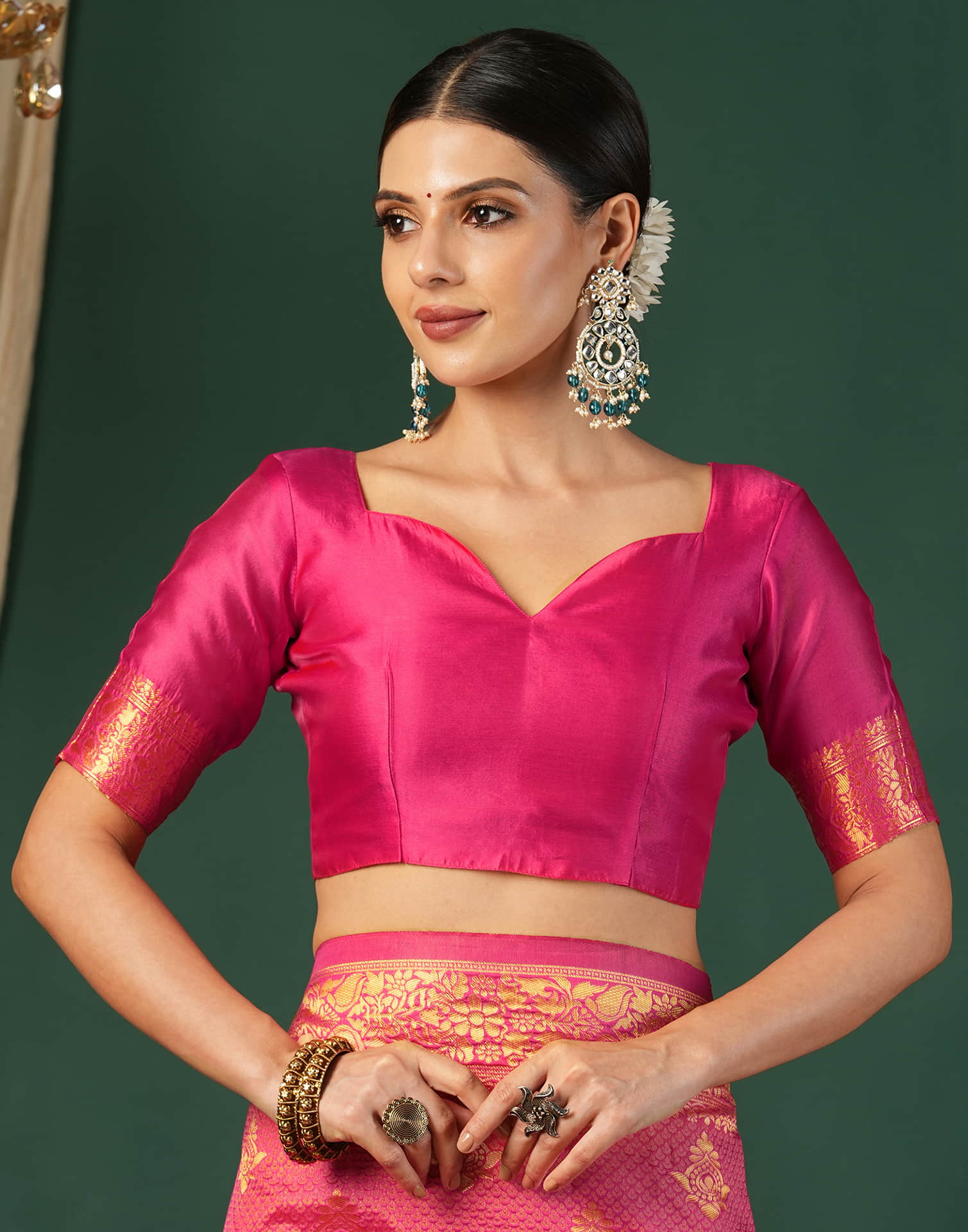 Magenta Silk Woven Banarasi Saree