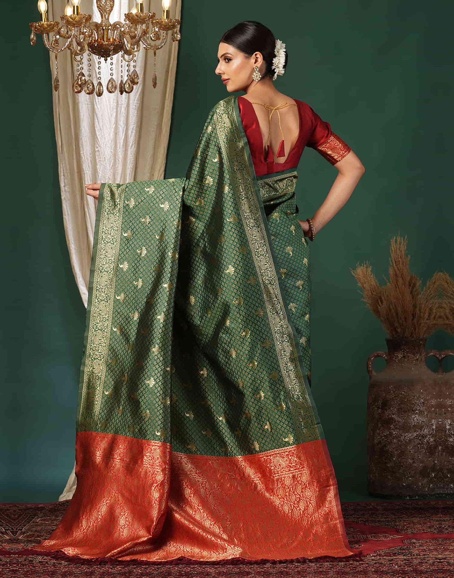 Green Silk Woven Banarasi Saree