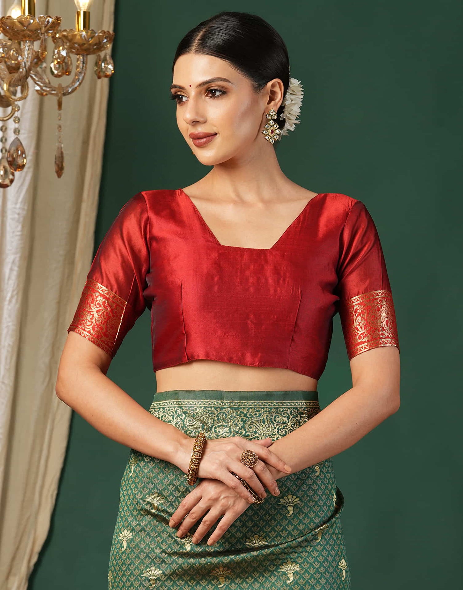 Green Silk Woven Banarasi Saree