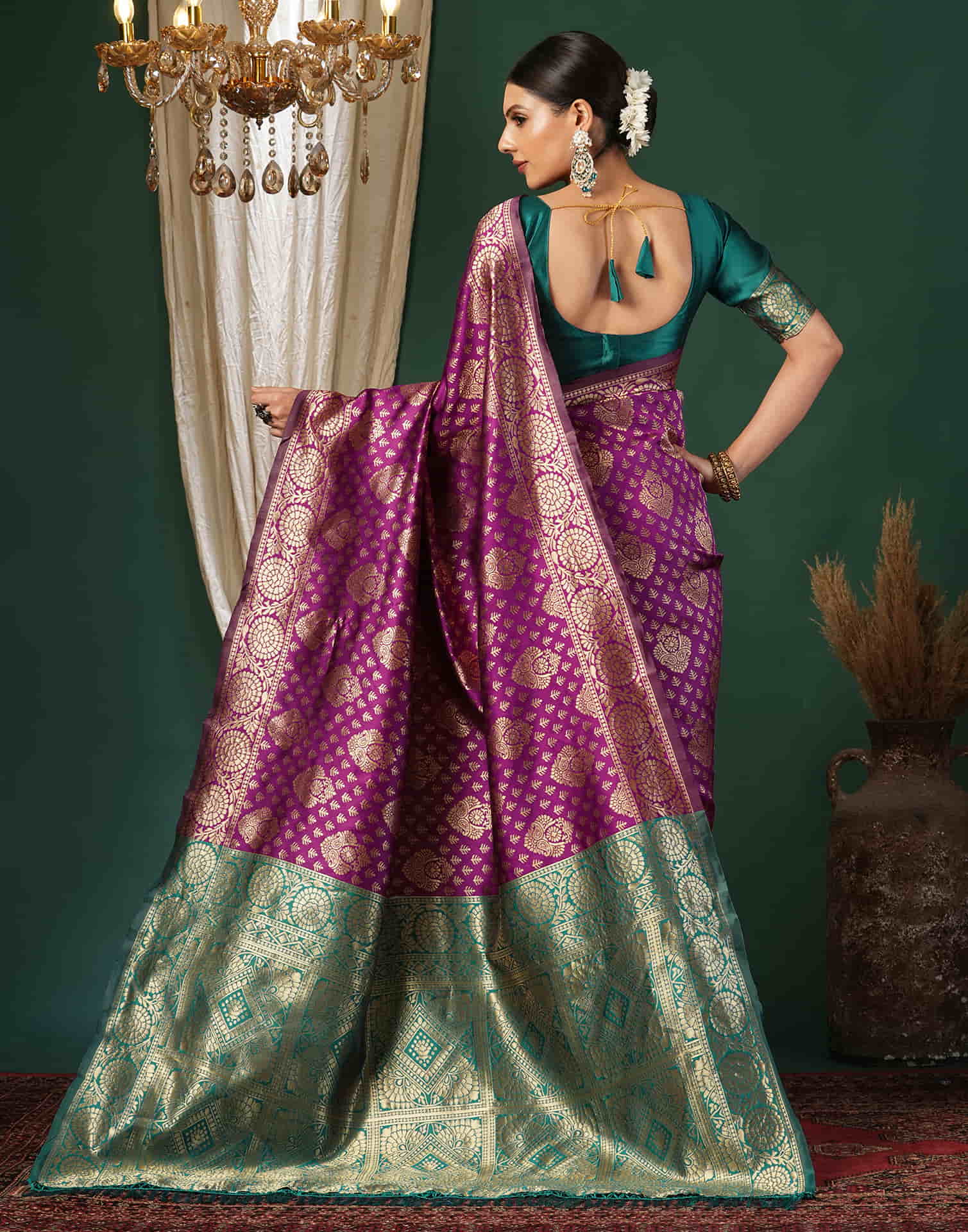 Purple Silk Woven Banarasi Saree