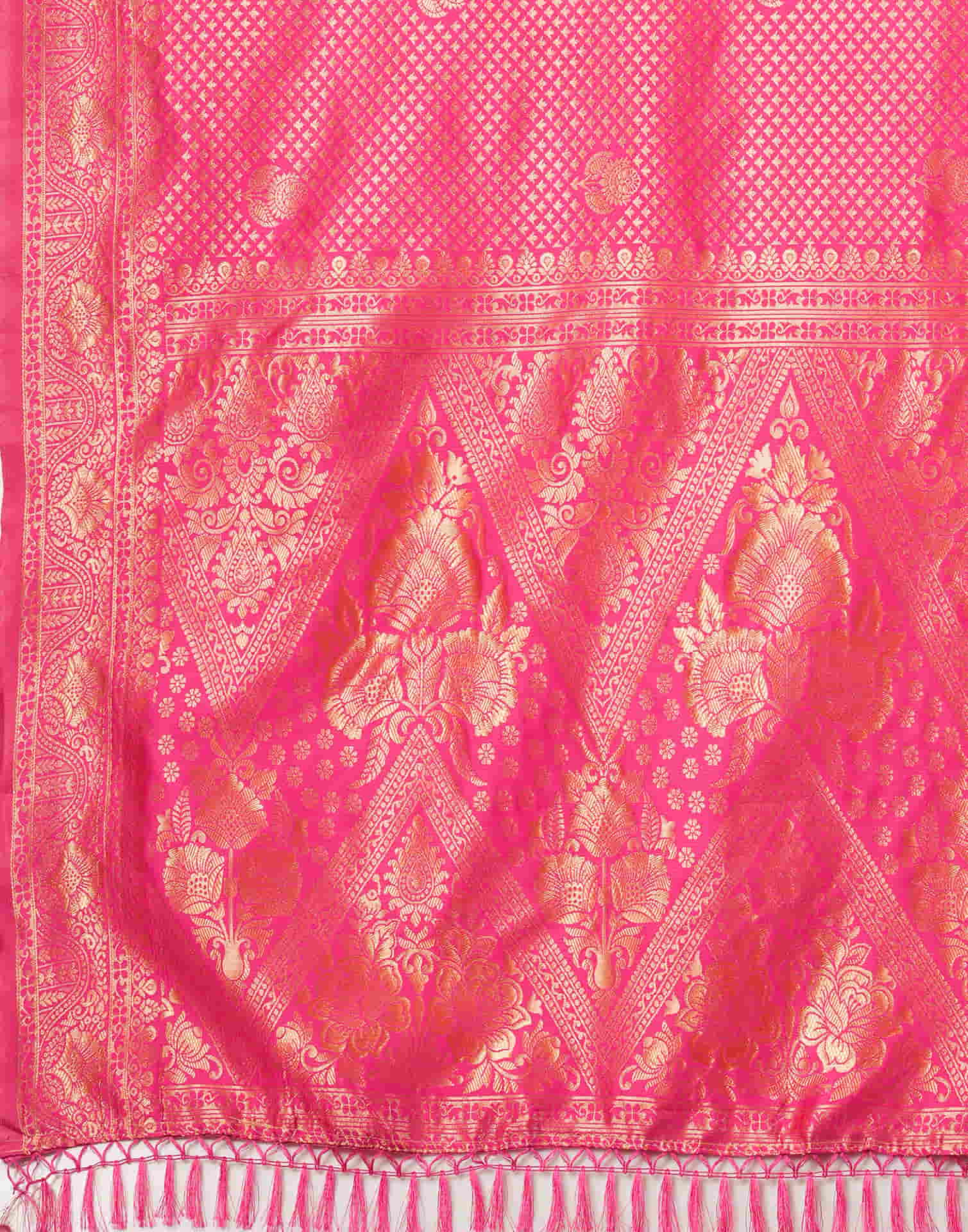Pink Silk Woven Banarasi Saree
