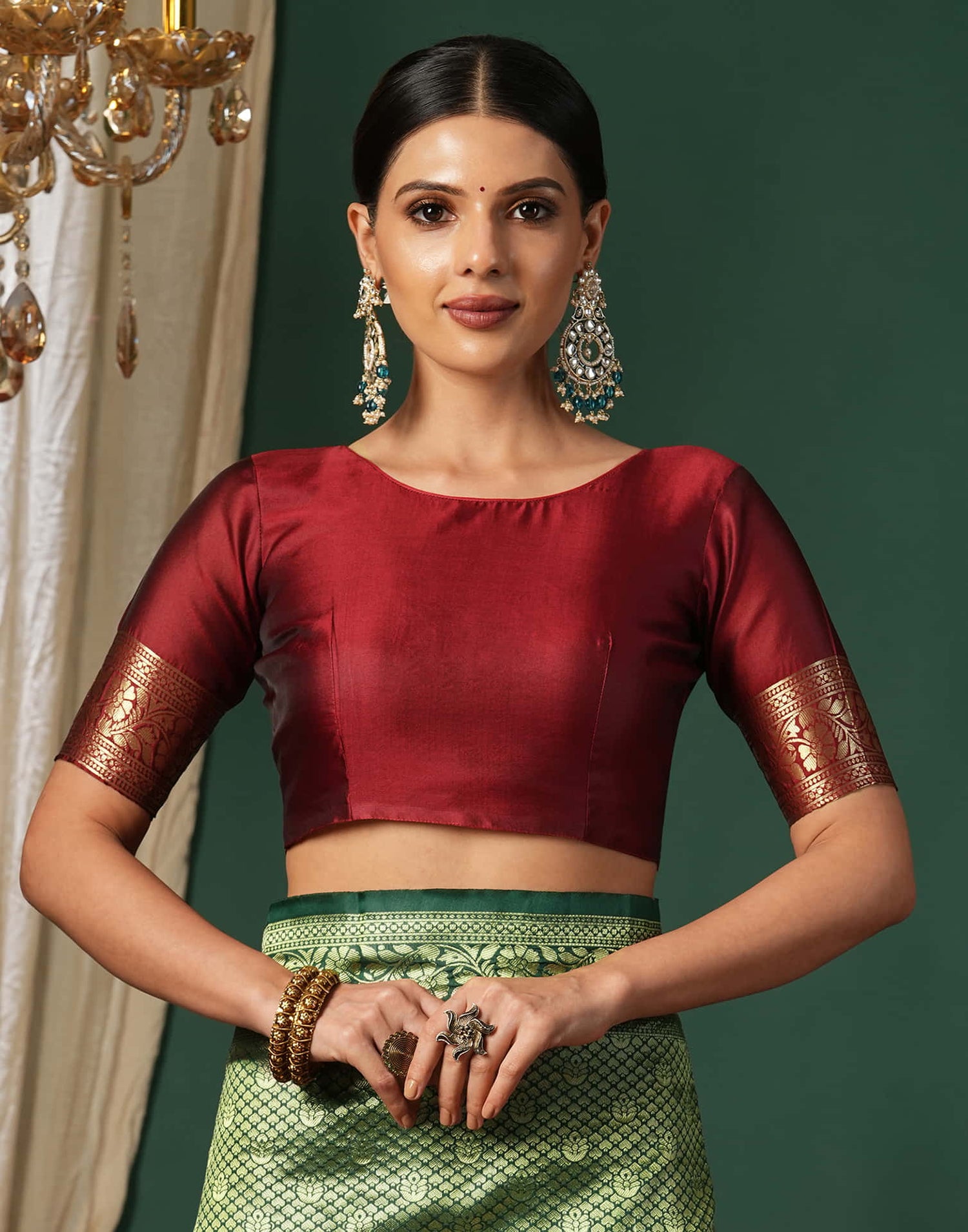 Dark Green Silk Woven Banarasi Saree