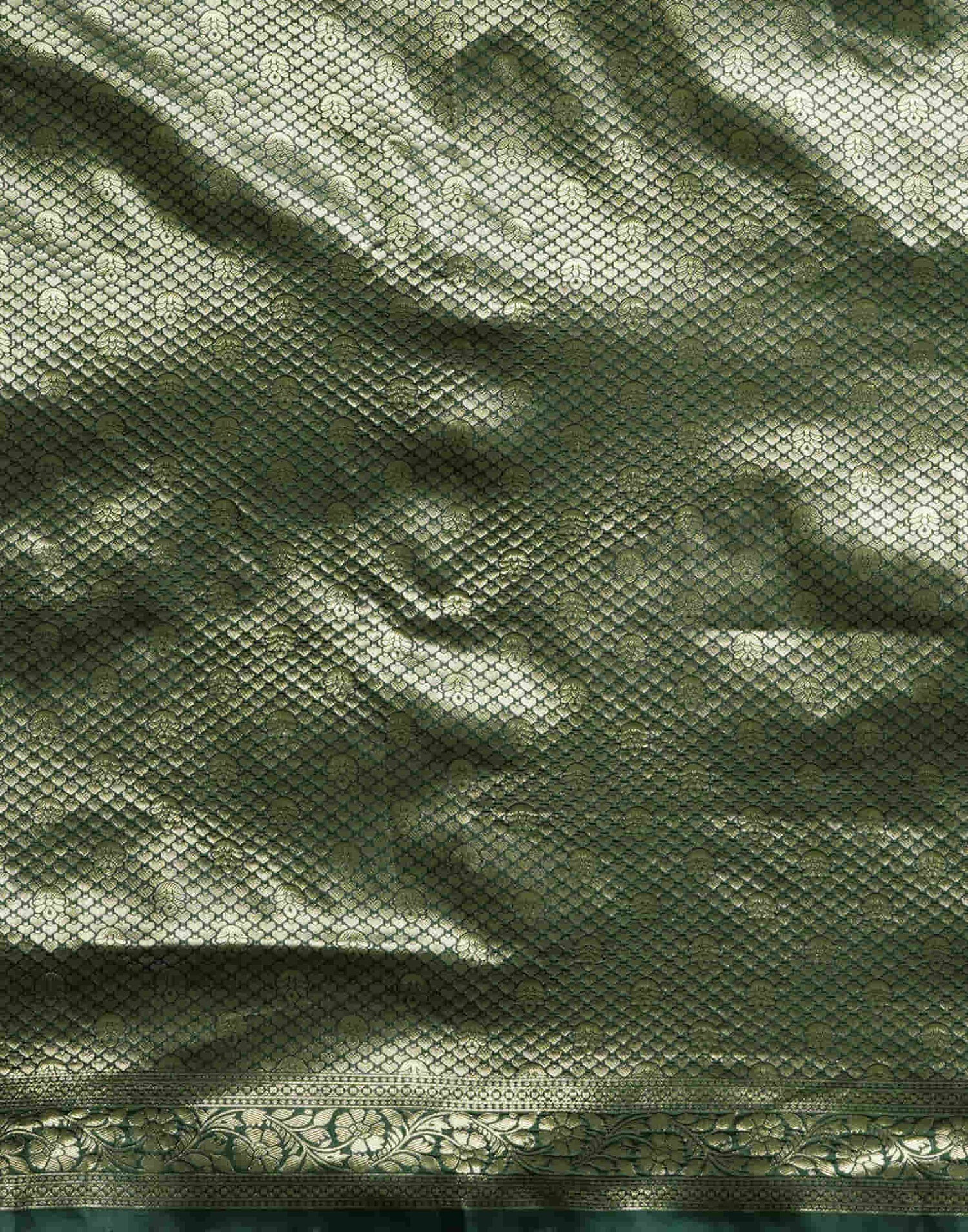 Dark Green Silk Woven Banarasi Saree