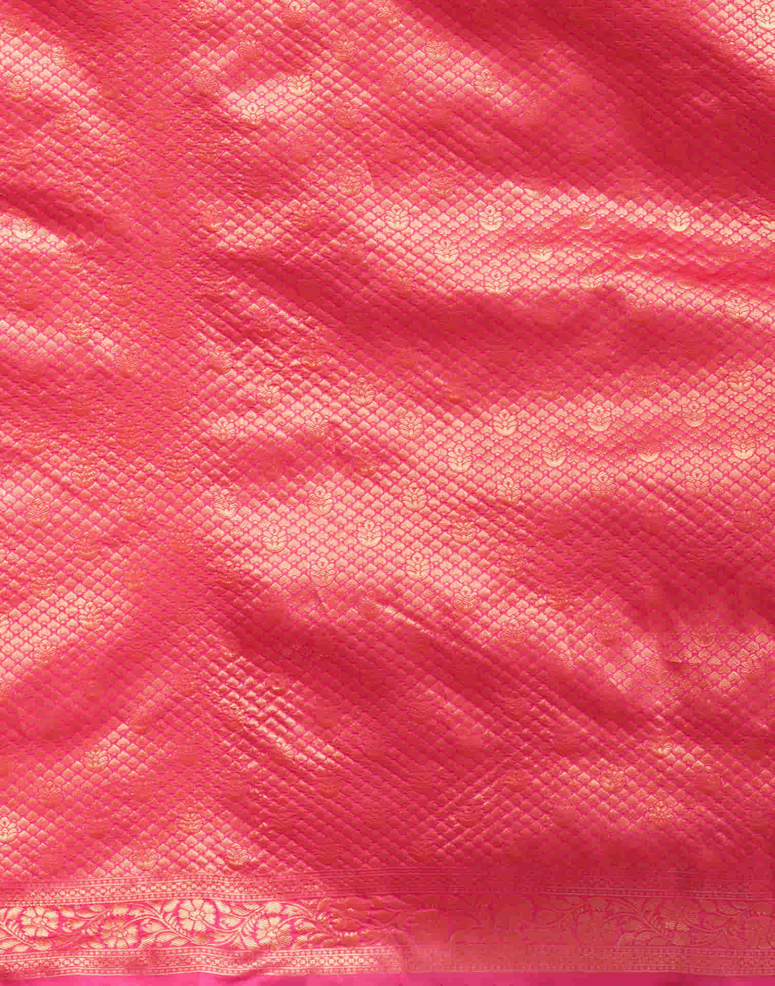 Rani Pink Silk Woven Banarasi Saree