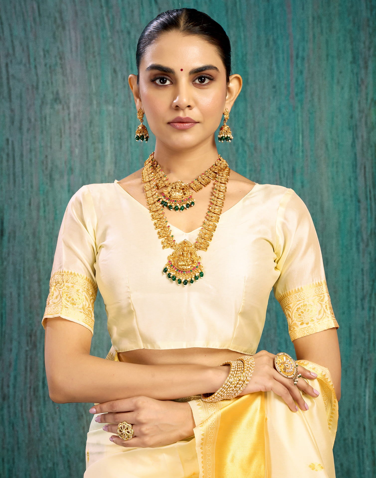 White Silk Blend Woven Saree
