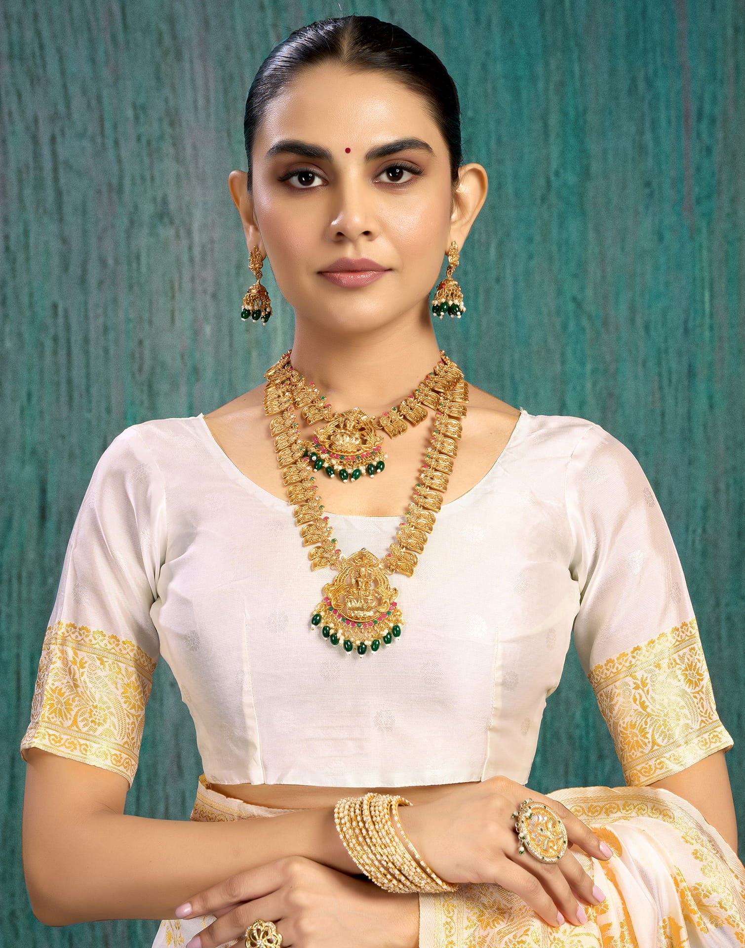White Silk Blend Woven Saree
