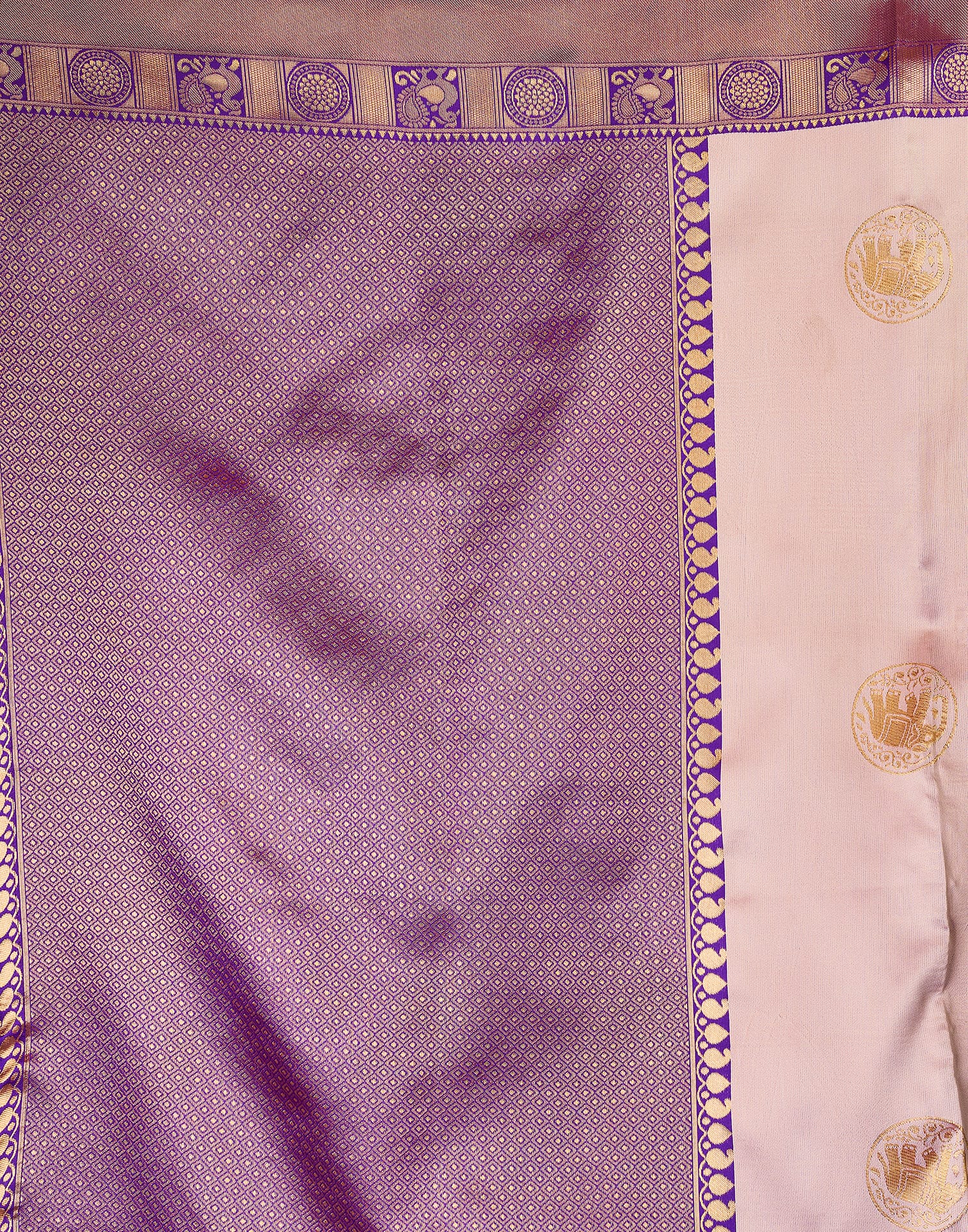 Pink Silk Blend Woven Saree