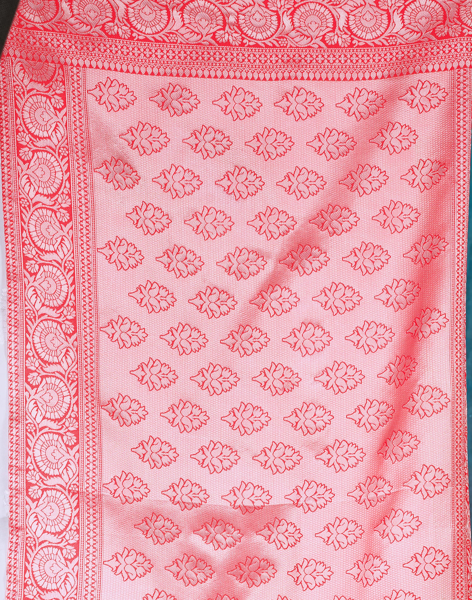 White Silk Blend Woven Saree