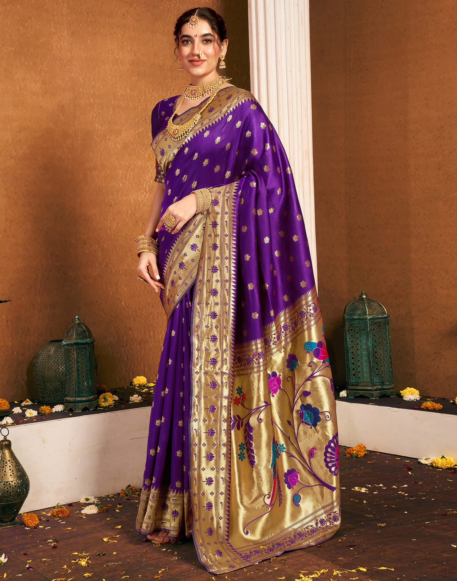 Purple Silk Woven Paithani Saree