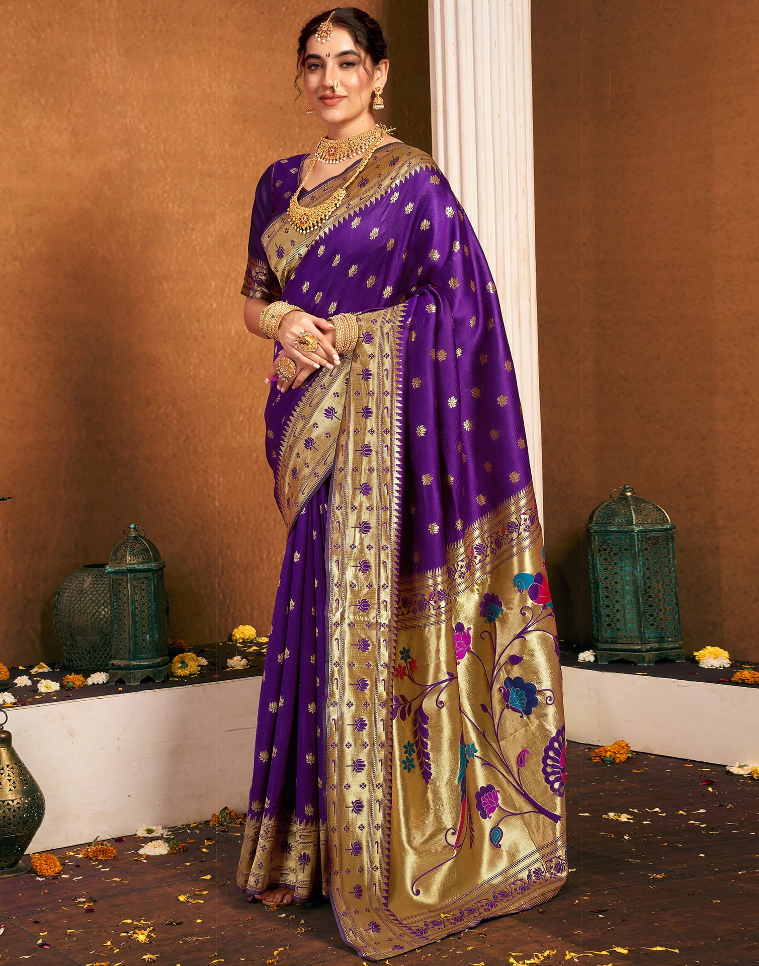 Purple Silk Woven Paithani Saree