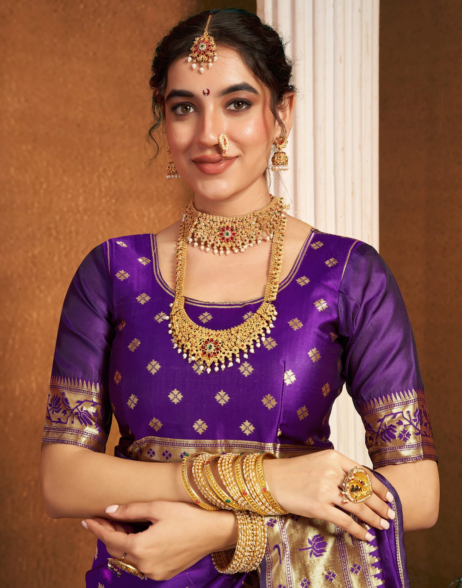 Purple Silk Woven Paithani Saree