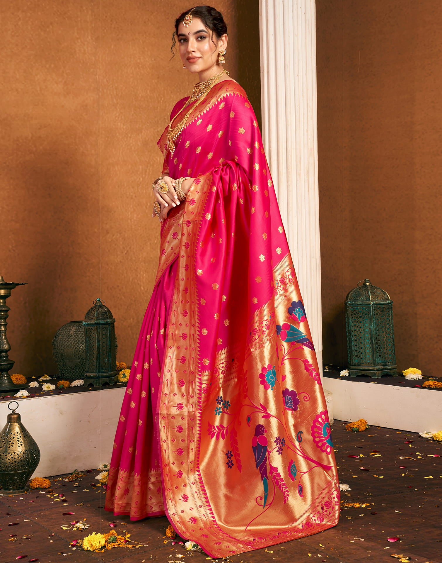 Pink Silk Woven Paithani Saree