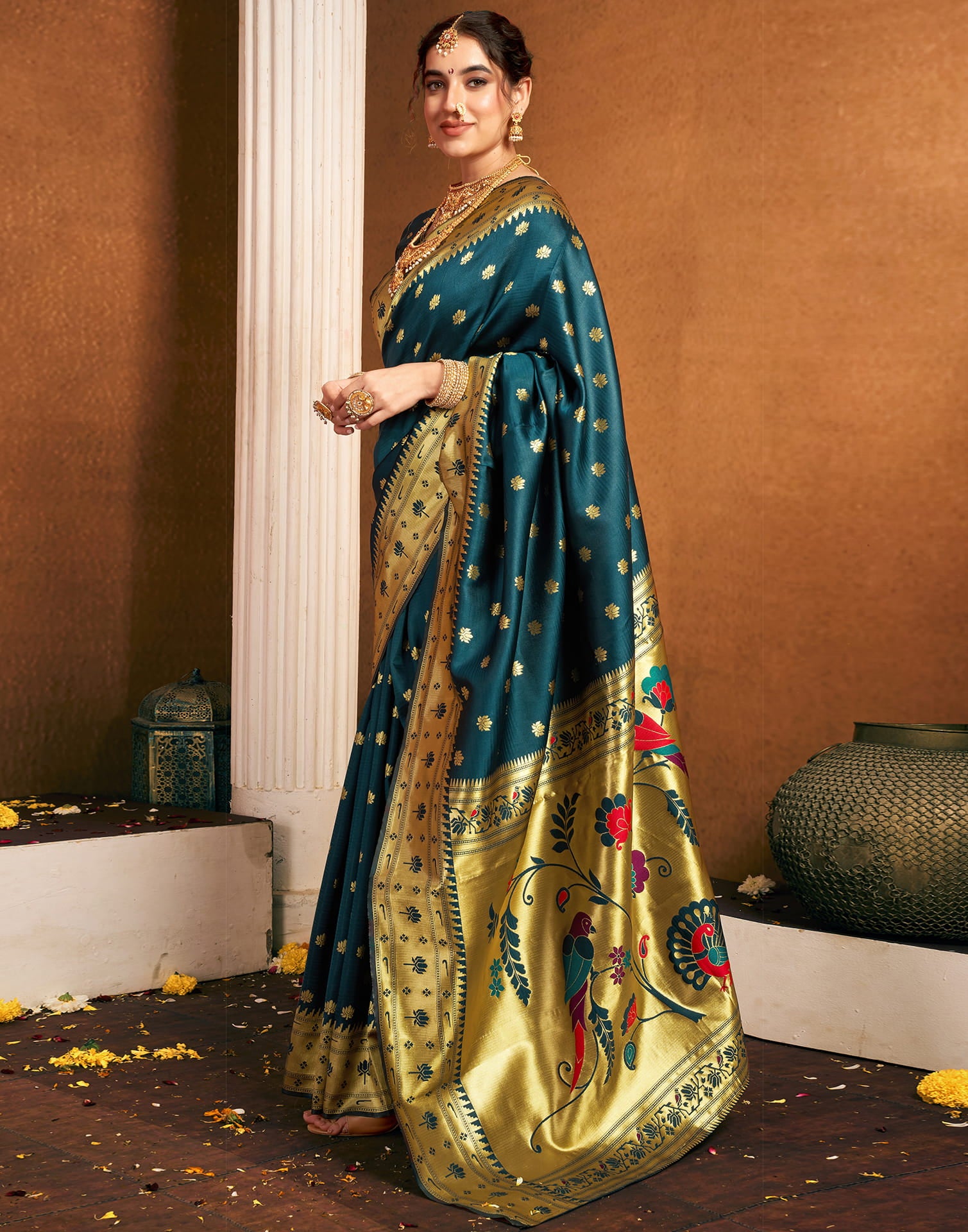 Rama Green Silk Woven Paithani Saree