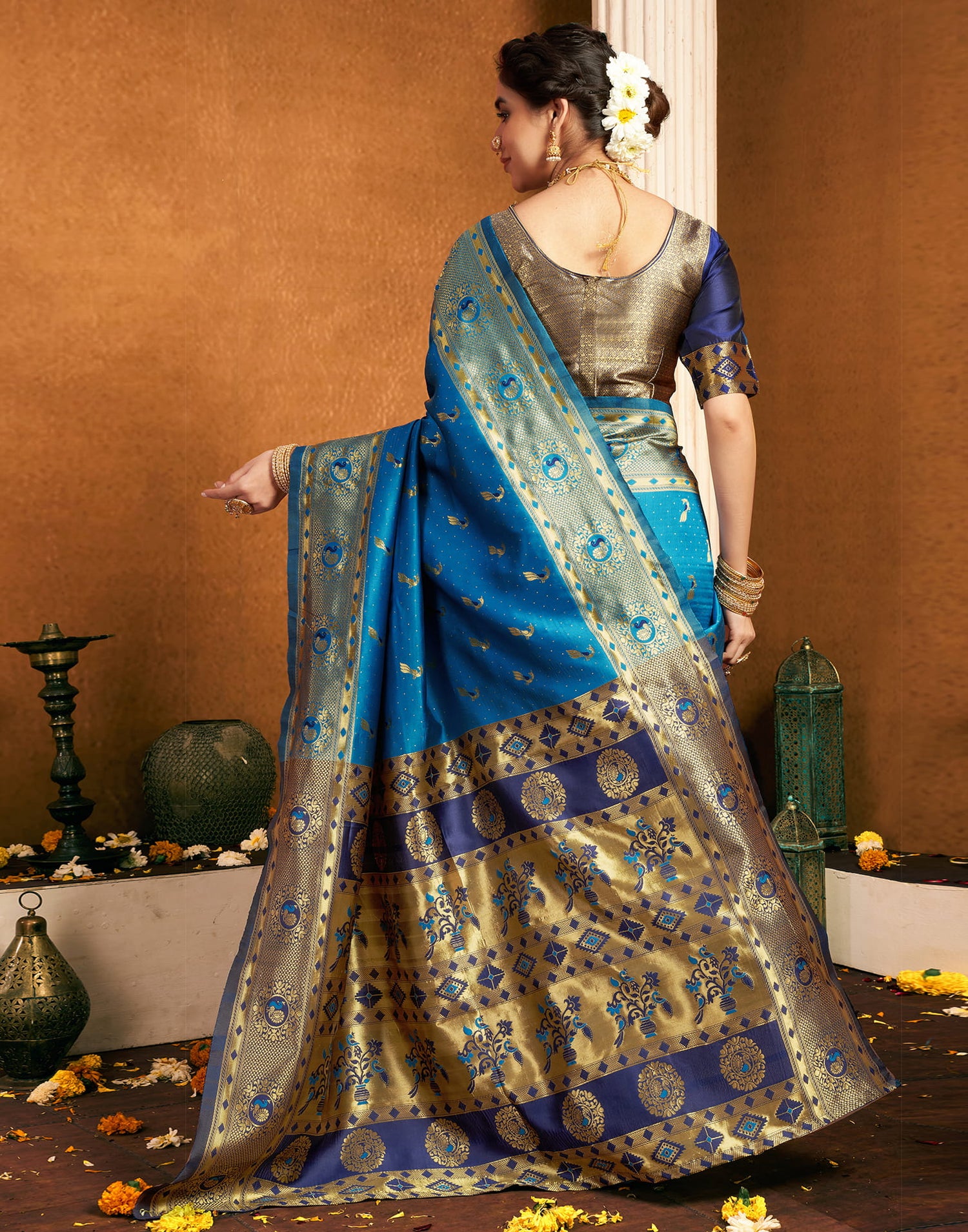Blue Silk Woven Paithani Saree