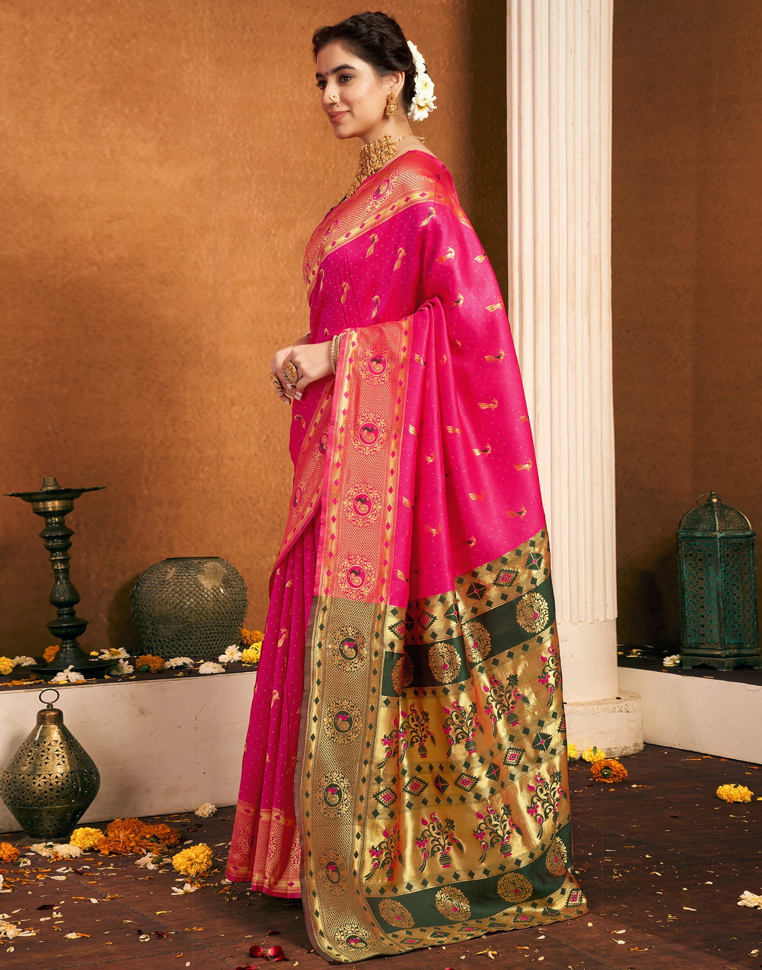 Pink Silk Woven Paithani Saree