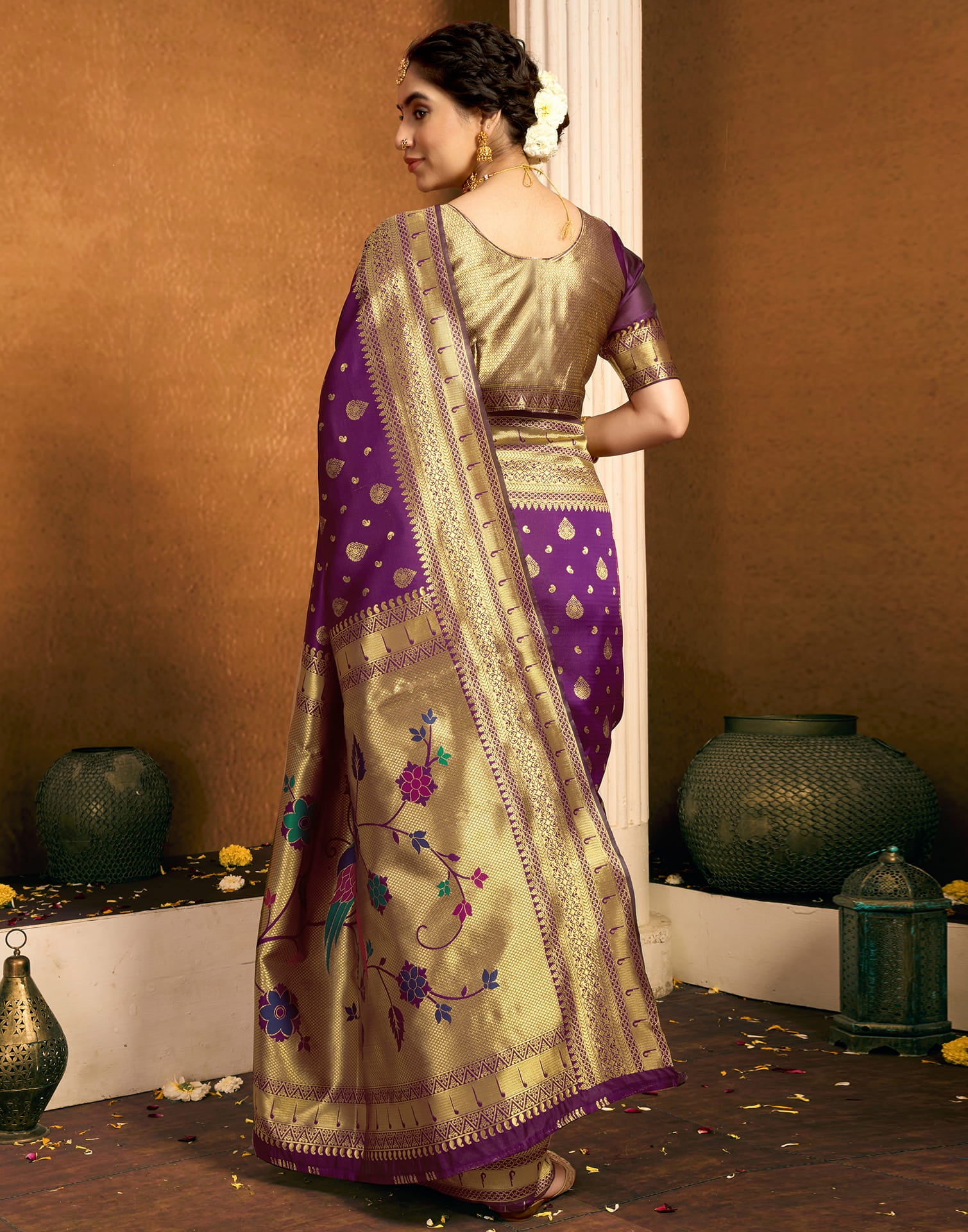 Purple Silk Woven Paithani Saree