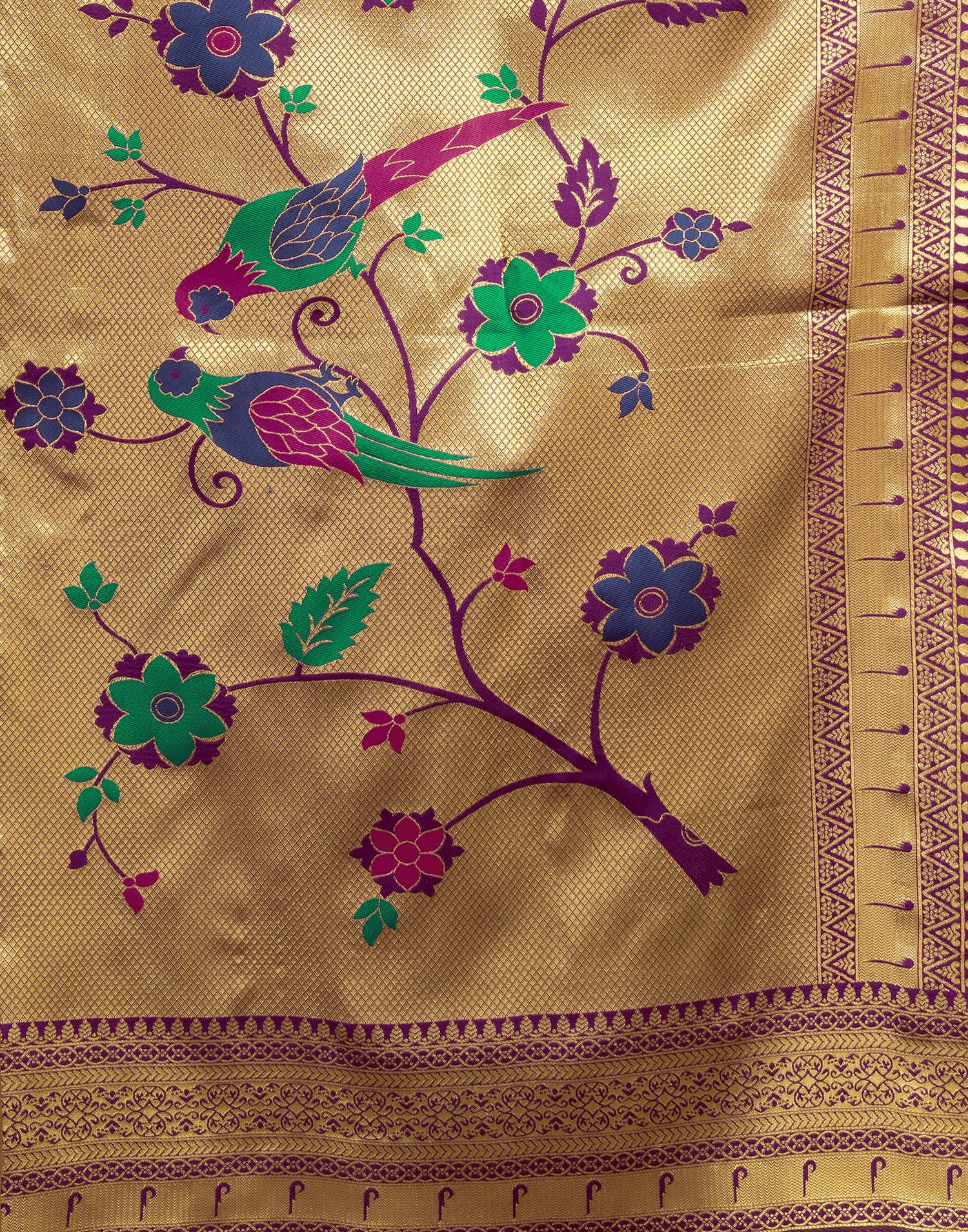 Purple Silk Woven Paithani Saree