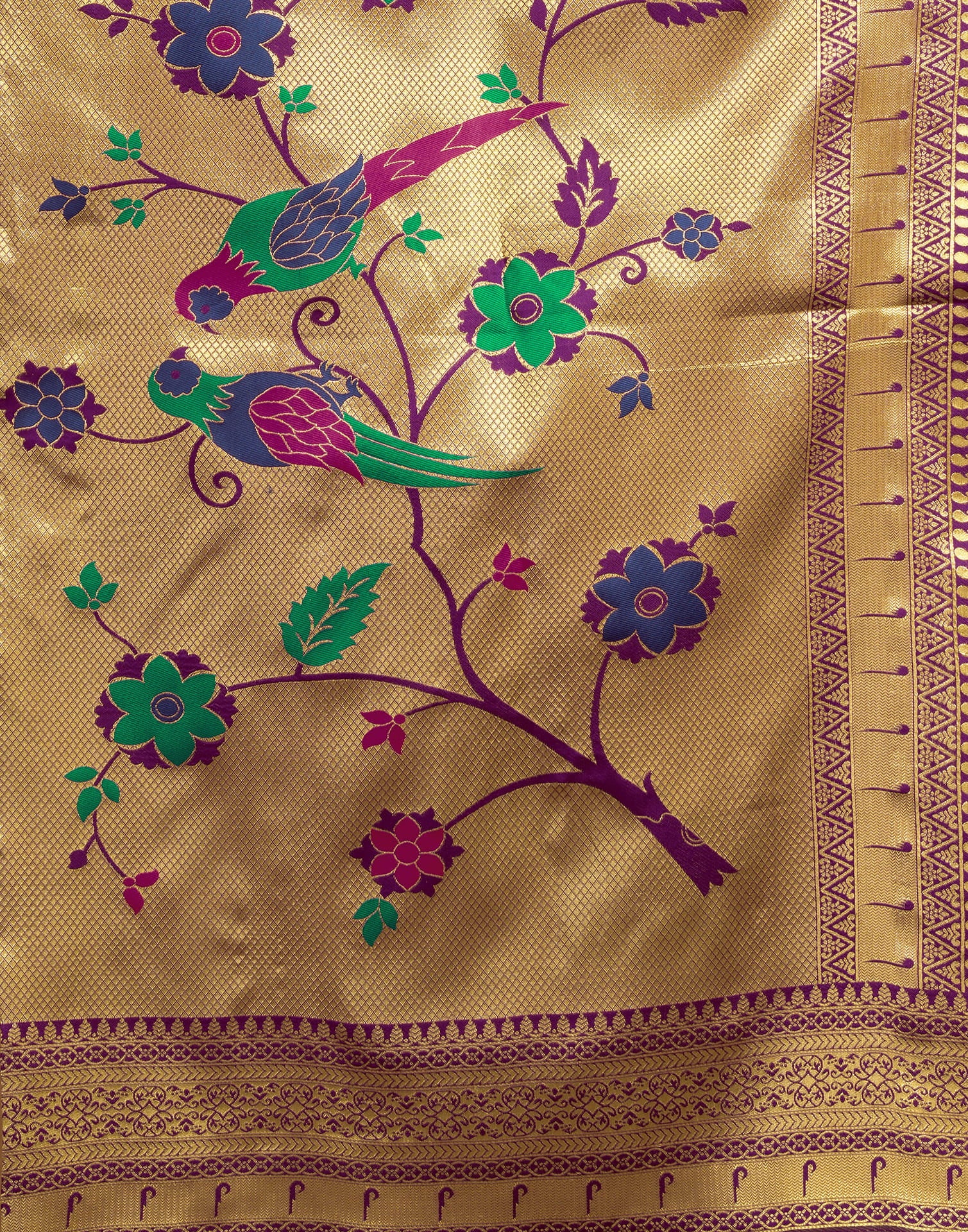 Purple Silk Woven Paithani Saree